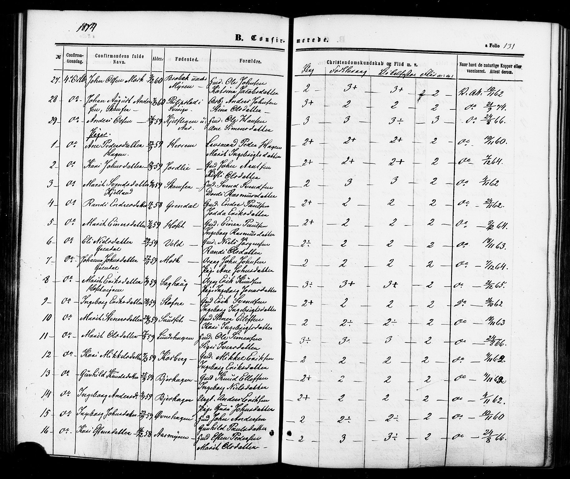 Ministerialprotokoller, klokkerbøker og fødselsregistre - Sør-Trøndelag, SAT/A-1456/674/L0870: Parish register (official) no. 674A02, 1861-1879, p. 131