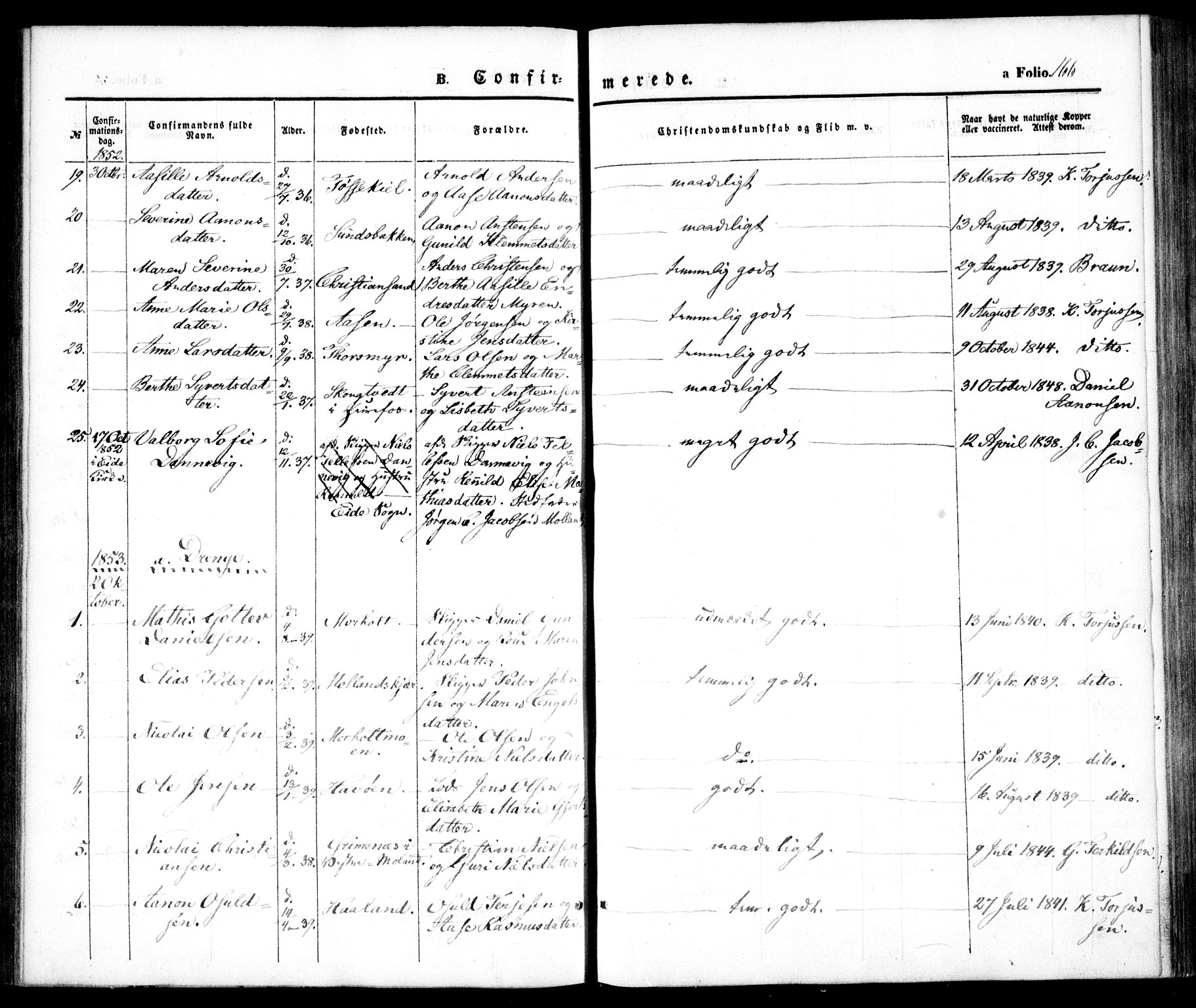 Hommedal sokneprestkontor, AV/SAK-1111-0023/F/Fa/Fab/L0004: Parish register (official) no. A 4, 1848-1860, p. 166