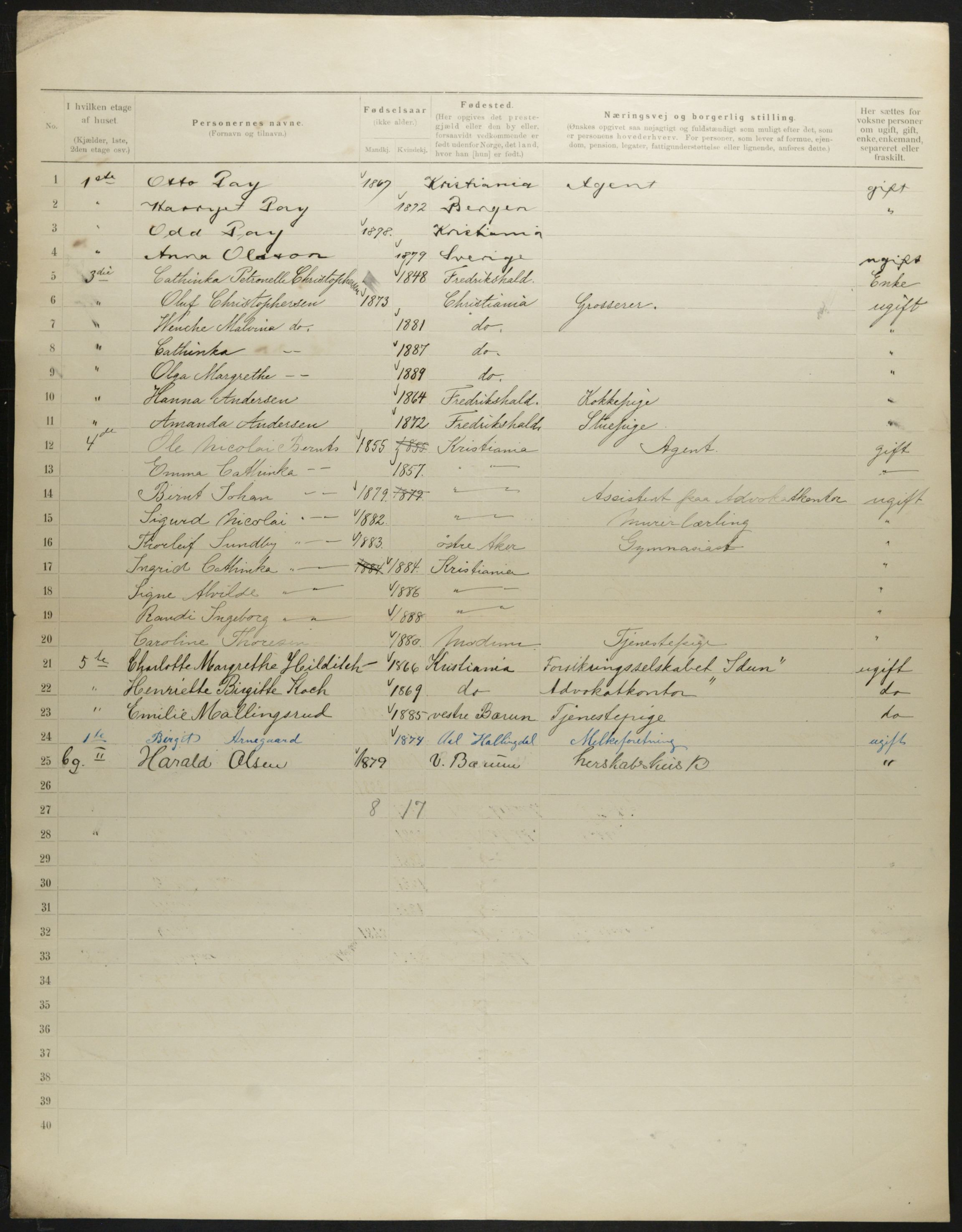 OBA, Municipal Census 1901 for Kristiania, 1901, p. 623