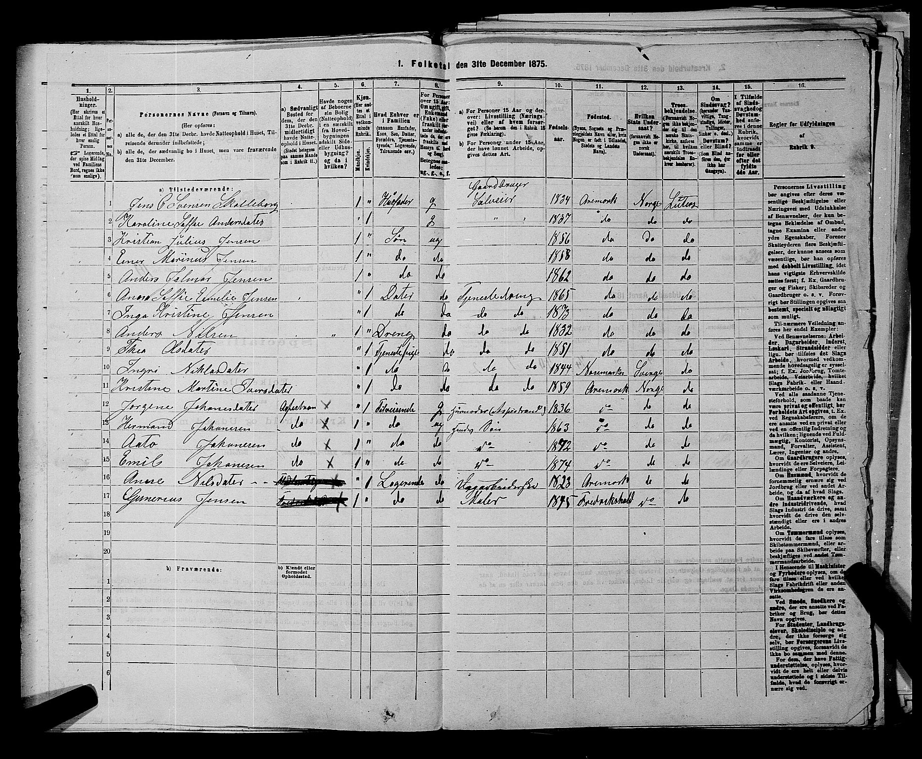 RA, 1875 census for 0118P Aremark, 1875, p. 679