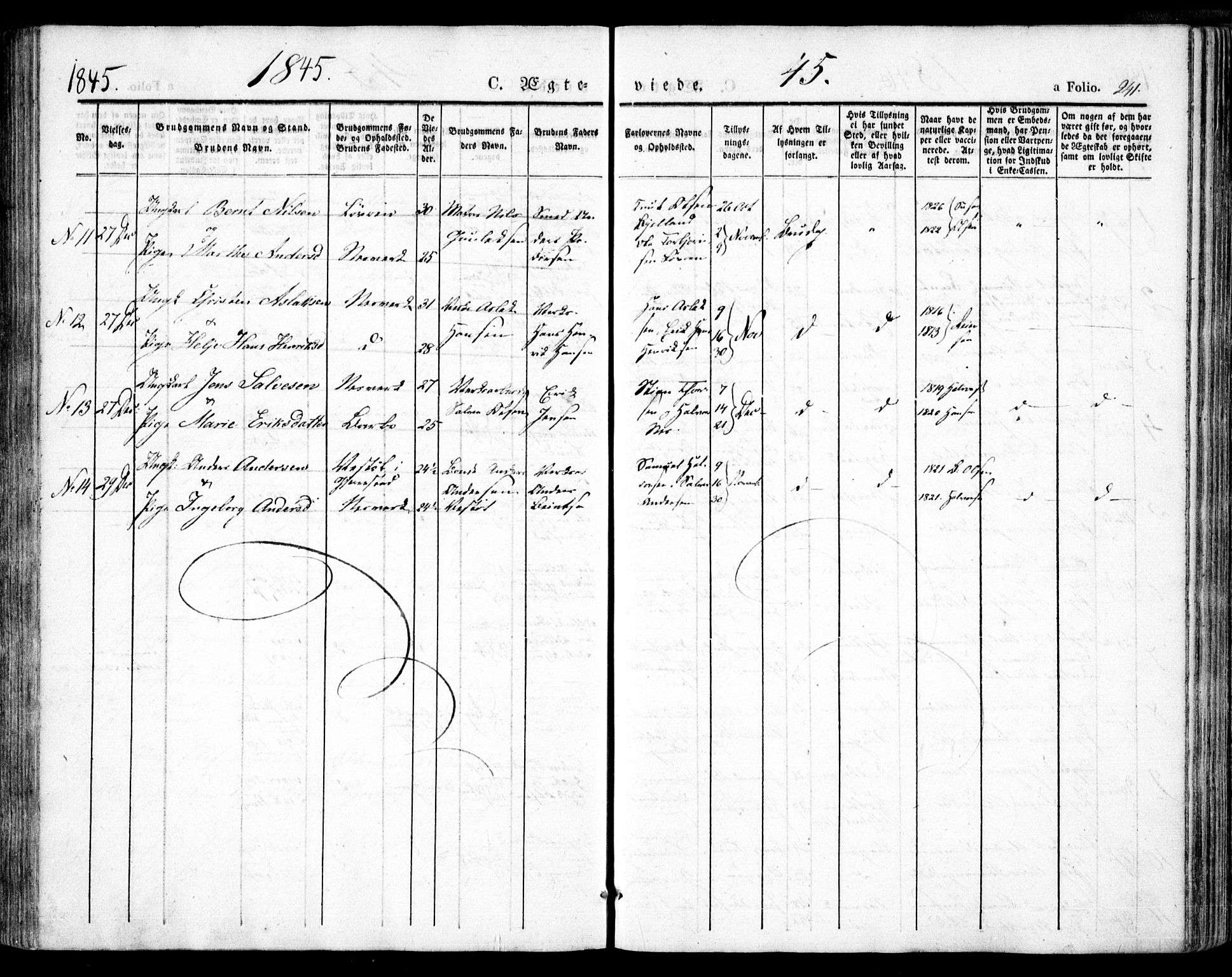 Holt sokneprestkontor, AV/SAK-1111-0021/F/Fa/L0007: Parish register (official) no. A 7, 1836-1848, p. 241