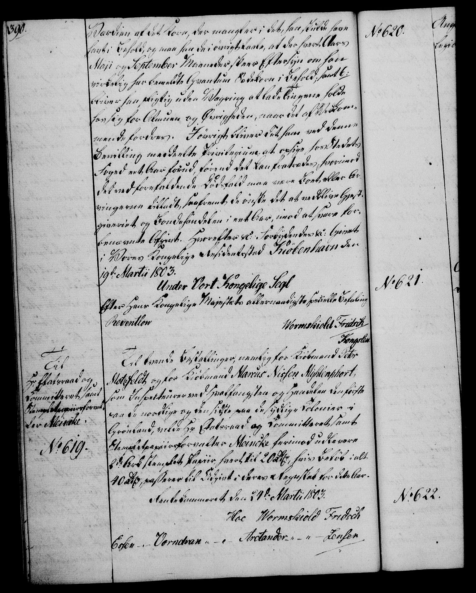 Rentekammeret, Kammerkanselliet, AV/RA-EA-3111/G/Gg/Gga/L0017: Norsk ekspedisjonsprotokoll med register (merket RK 53.17), 1801-1803, p. 390