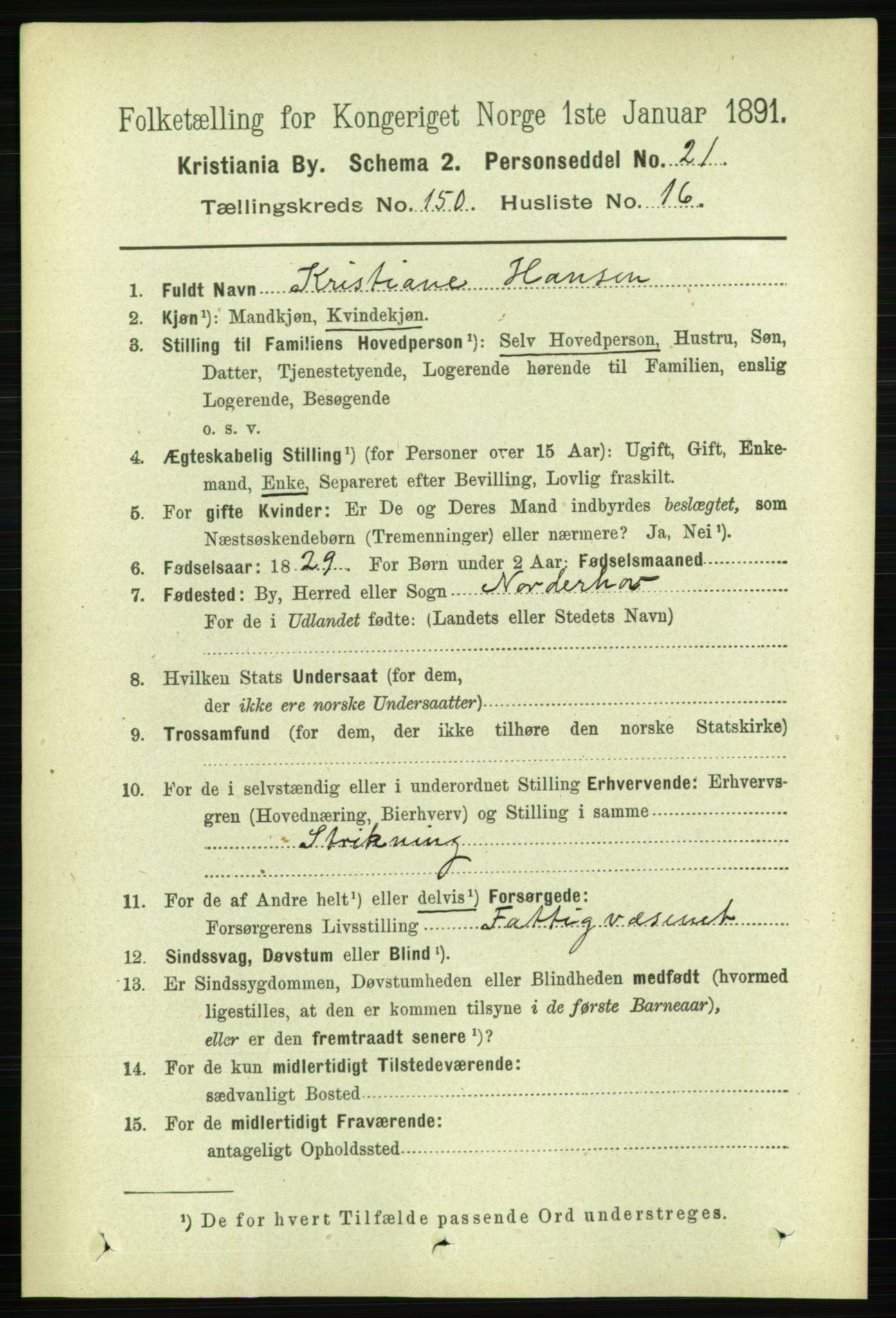 RA, 1891 census for 0301 Kristiania, 1891, p. 84116