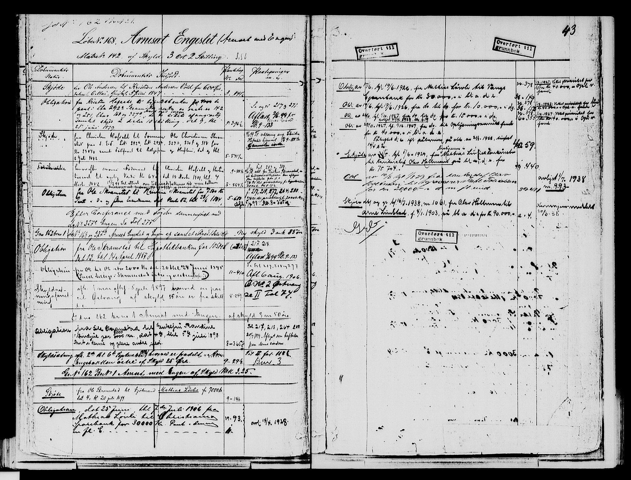 Nord-Hedmark sorenskriveri, SAH/TING-012/H/Ha/Had/Hade/L0001A: Mortgage register no. 4.1a, 1871-1940, p. 43