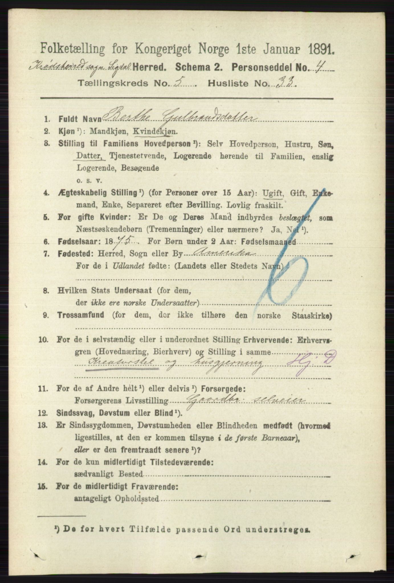 RA, 1891 census for 0621 Sigdal, 1891, p. 6492