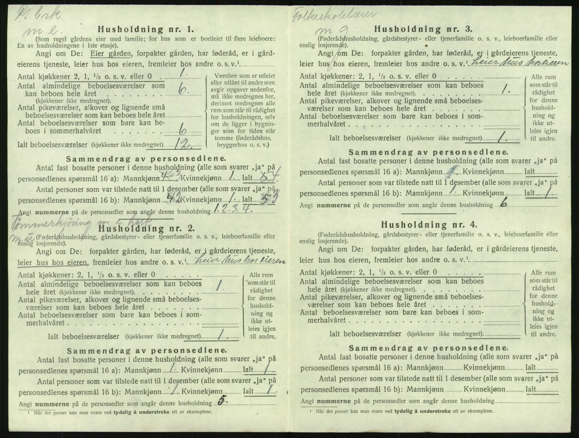 SAK, 1920 census for Mykland, 1920, p. 181