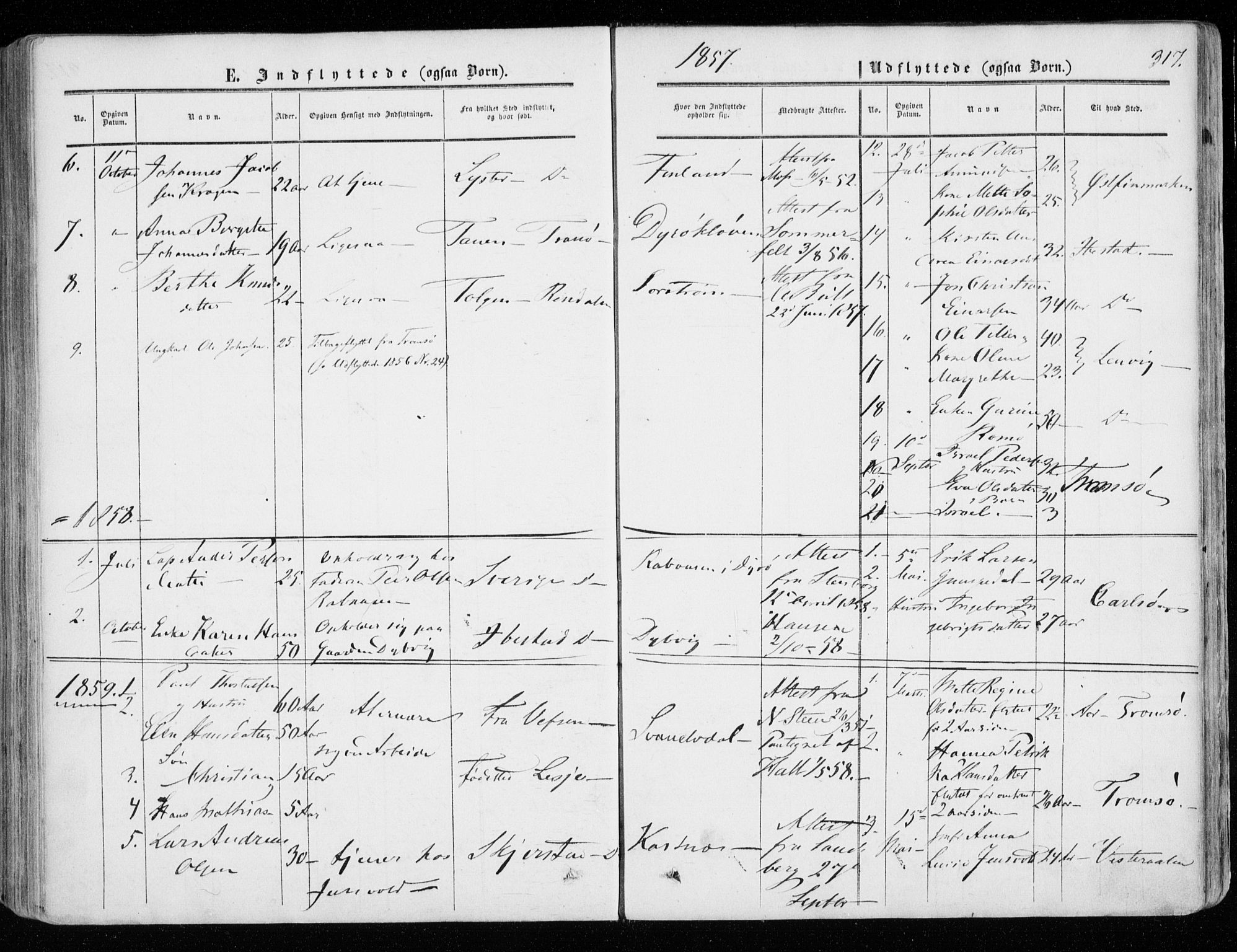 Tranøy sokneprestkontor, AV/SATØ-S-1313/I/Ia/Iaa/L0007kirke: Parish register (official) no. 7, 1856-1866, p. 317