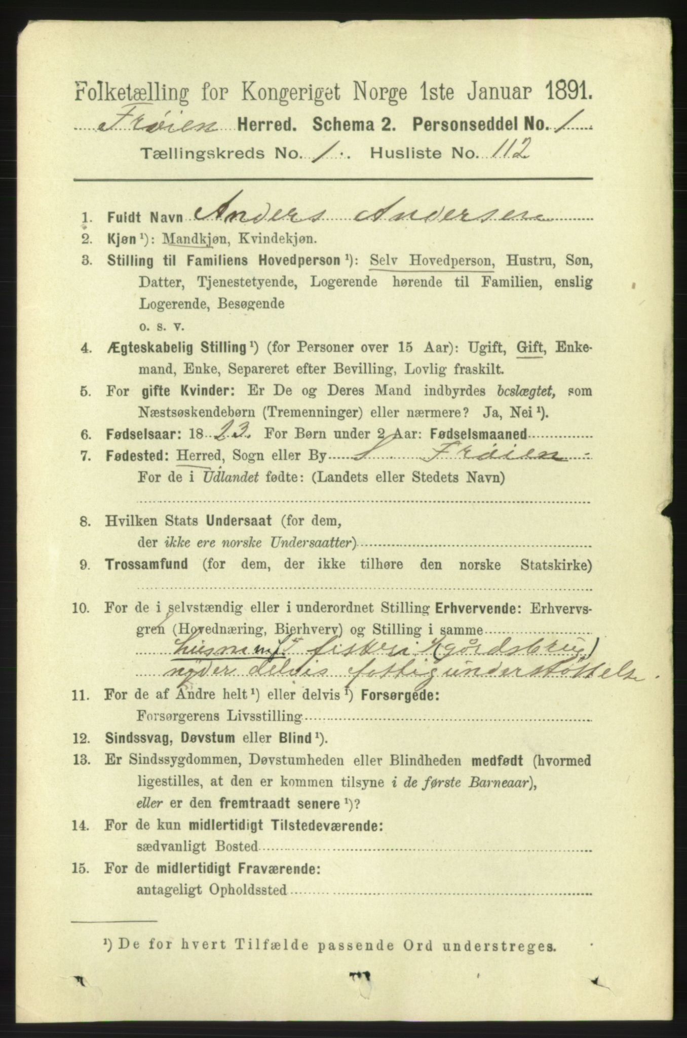 RA, 1891 census for 1619 Frøya, 1891, p. 885