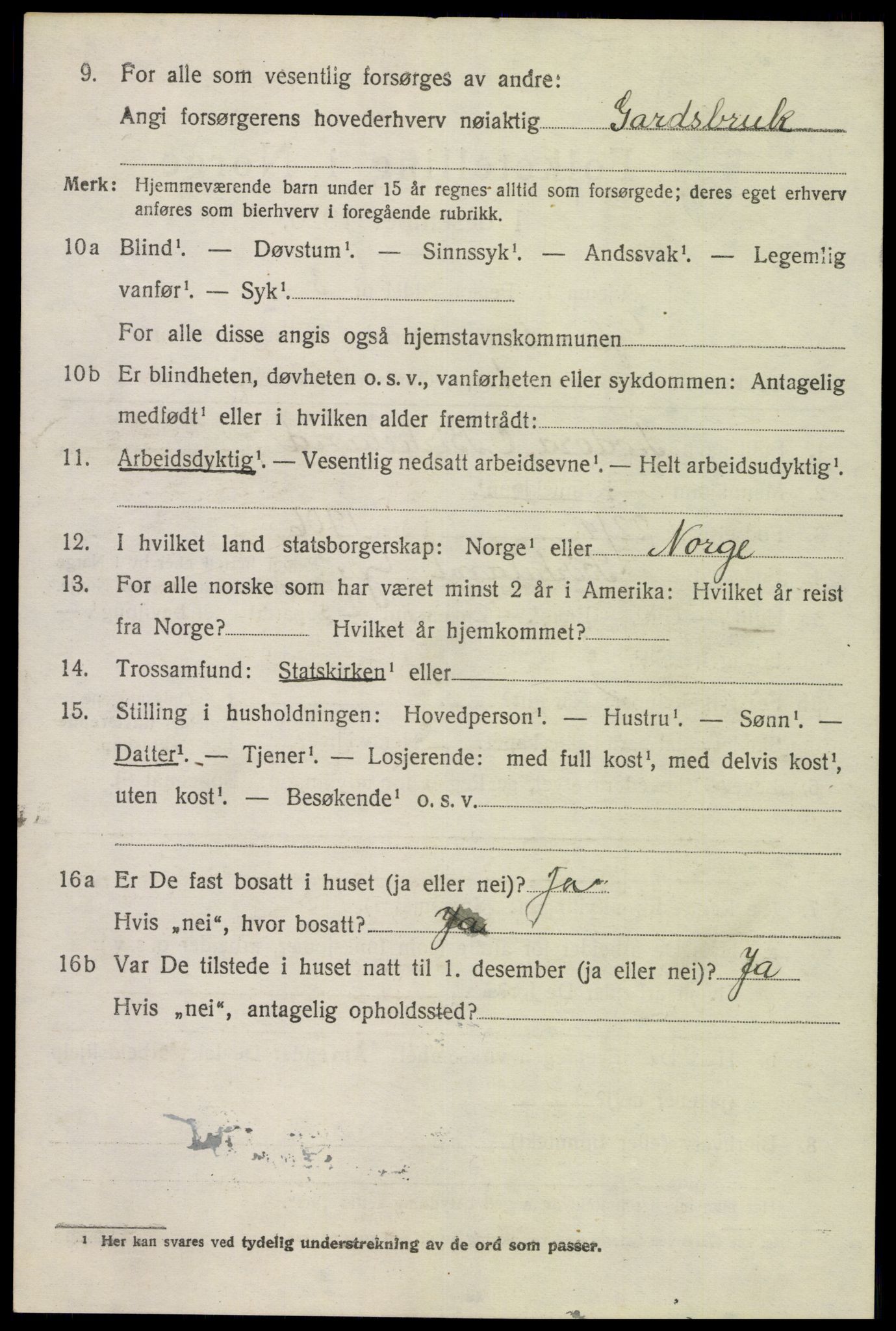 SAK, 1920 census for Gyland, 1920, p. 1987