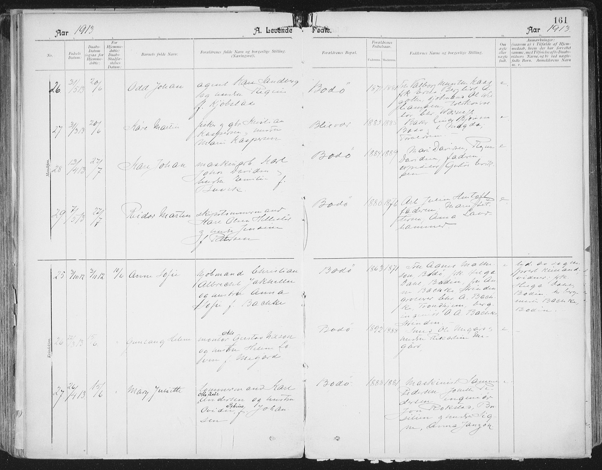 Ministerialprotokoller, klokkerbøker og fødselsregistre - Nordland, AV/SAT-A-1459/801/L0011: Parish register (official) no. 801A11, 1900-1916, p. 161