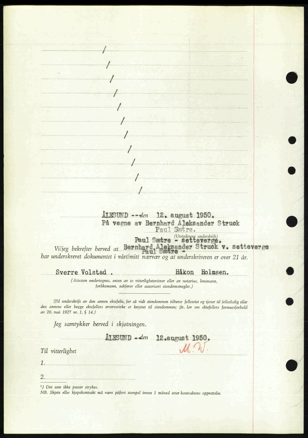 Nordre Sunnmøre sorenskriveri, AV/SAT-A-0006/1/2/2C/2Ca: Mortgage book no. A36, 1950-1950, Diary no: : 2496/1950