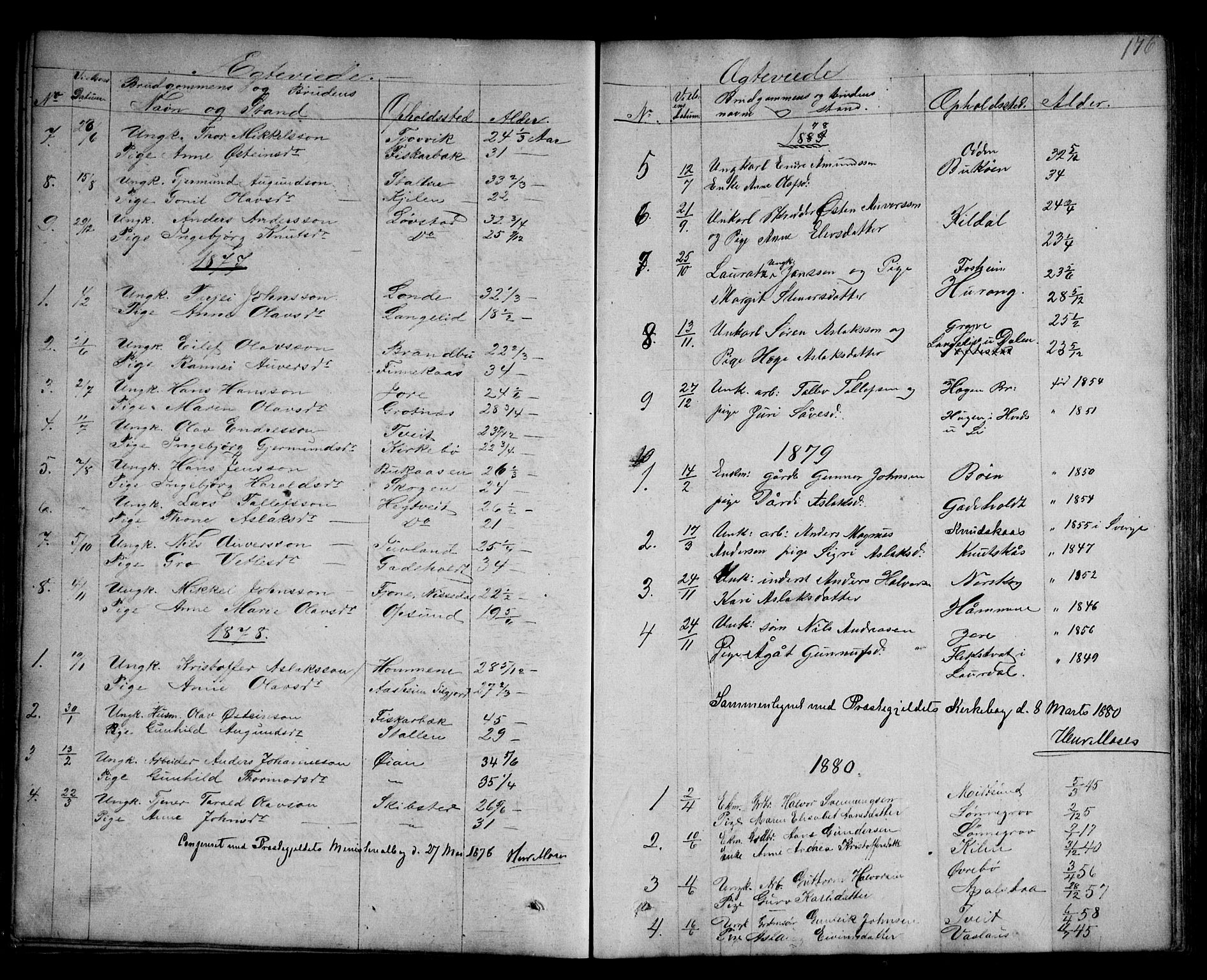 Kviteseid kirkebøker, SAKO/A-276/G/Ga/L0001: Parish register (copy) no. I 1, 1850-1893, p. 176