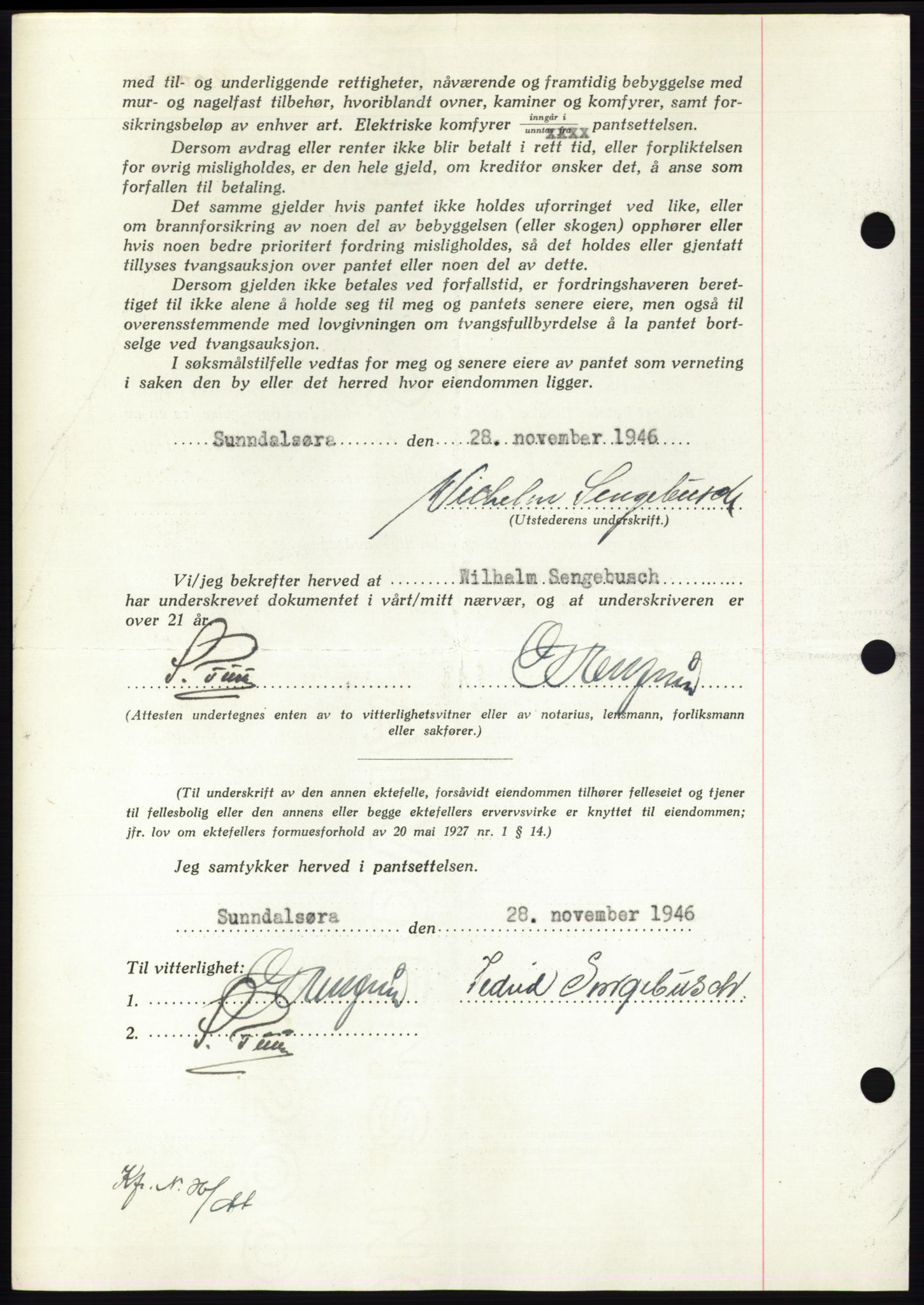 Nordmøre sorenskriveri, AV/SAT-A-4132/1/2/2Ca: Mortgage book no. B95, 1946-1947, Diary no: : 2592/1946