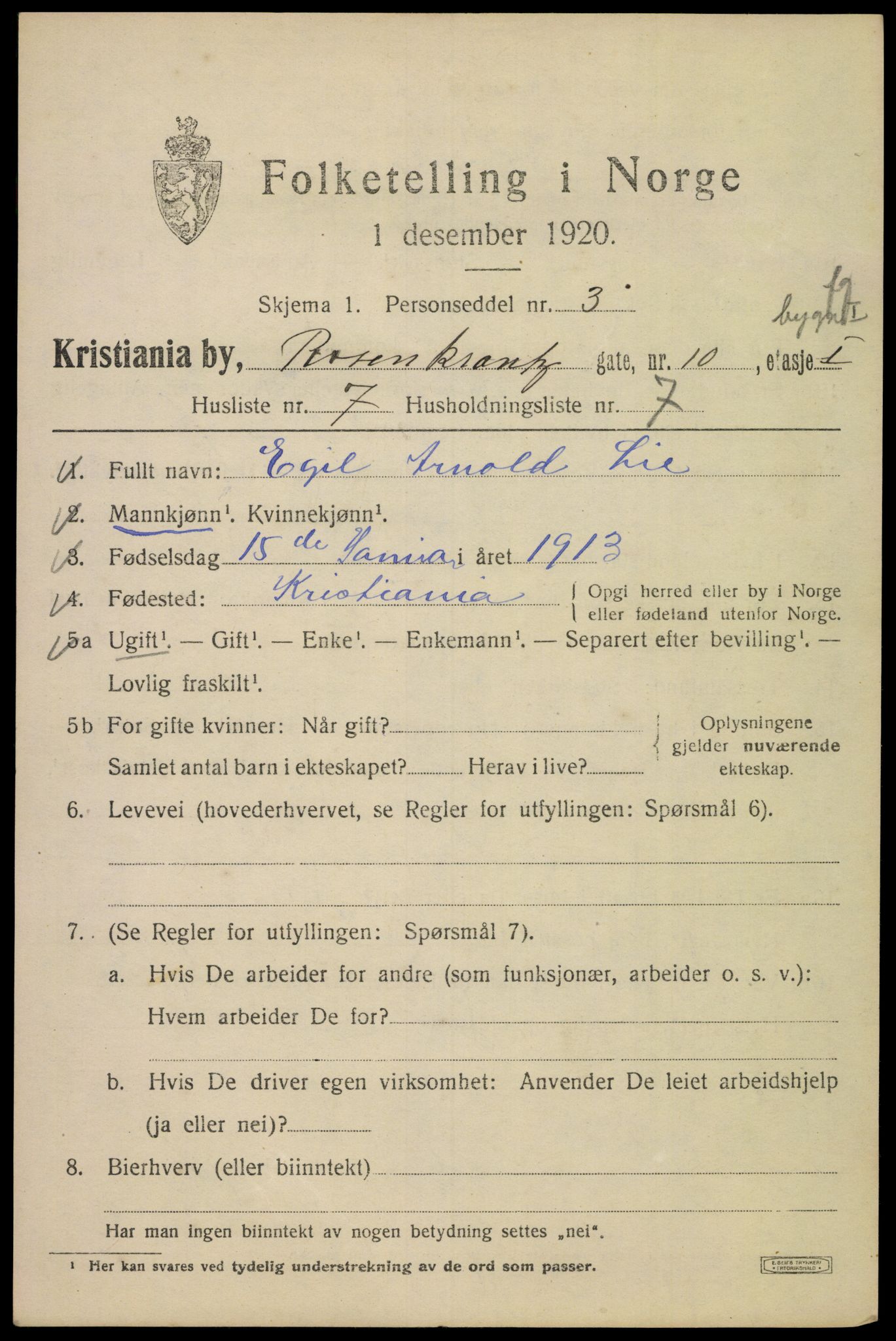 SAO, 1920 census for Kristiania, 1920, p. 466867