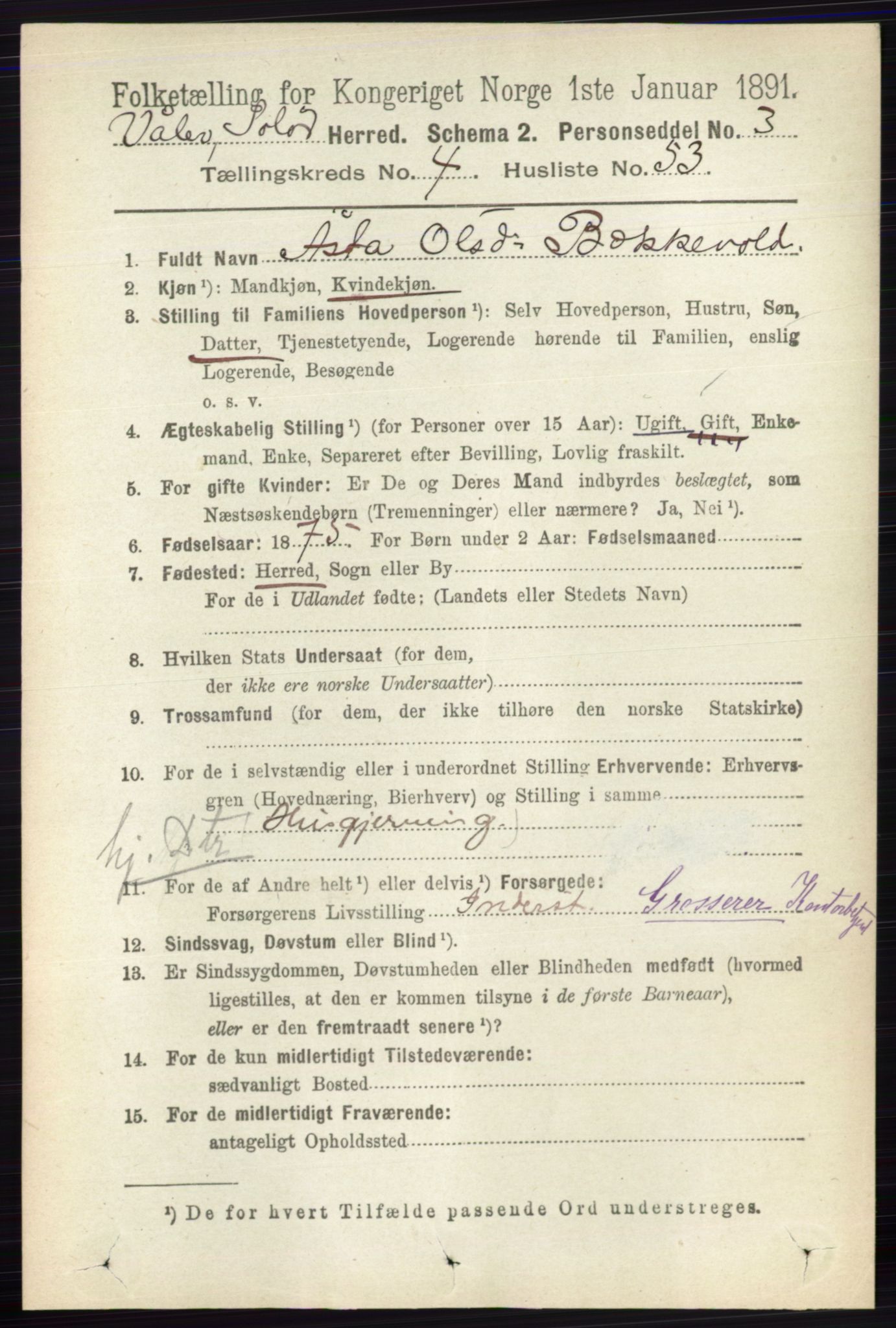 RA, 1891 census for 0426 Våler, 1891, p. 1793