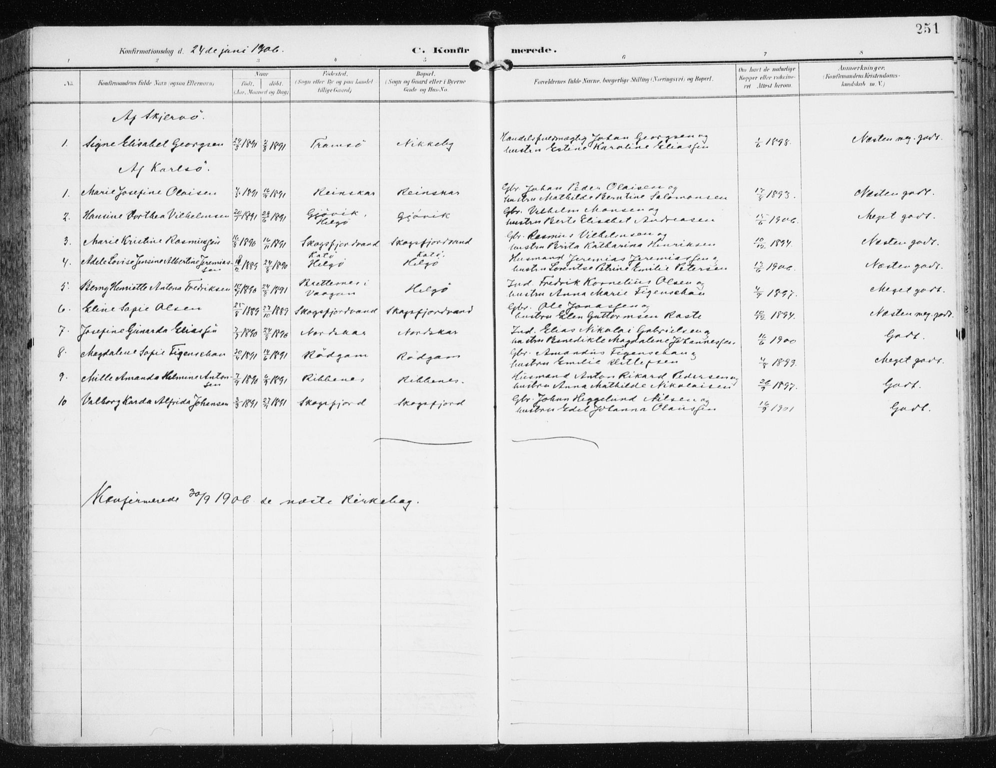 Tromsøysund sokneprestkontor, AV/SATØ-S-1304/G/Ga/L0006kirke: Parish register (official) no. 6, 1897-1906, p. 251