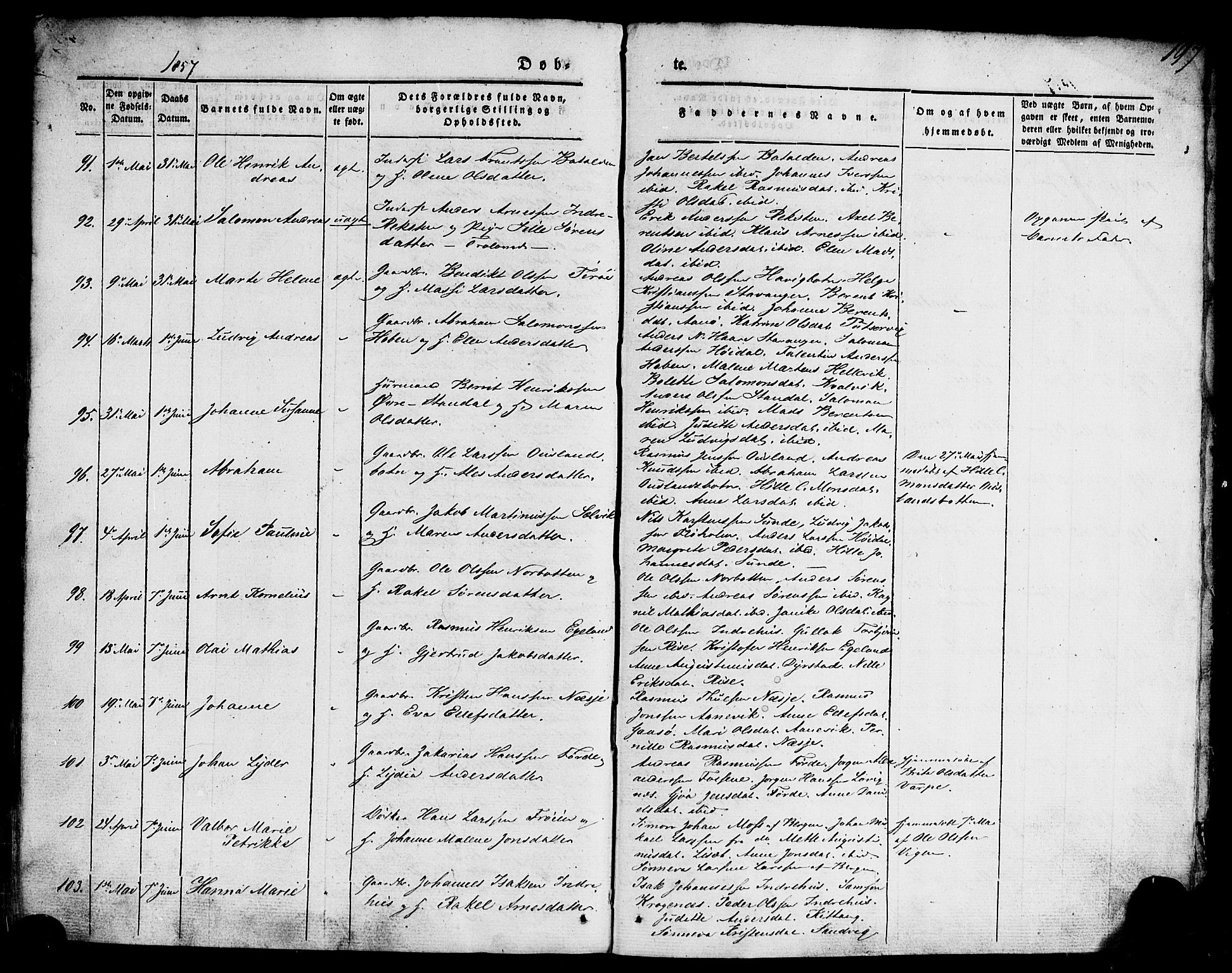 Kinn sokneprestembete, AV/SAB-A-80801/H/Haa/Haaa/L0005: Parish register (official) no. A 5, 1841-1857, p. 197