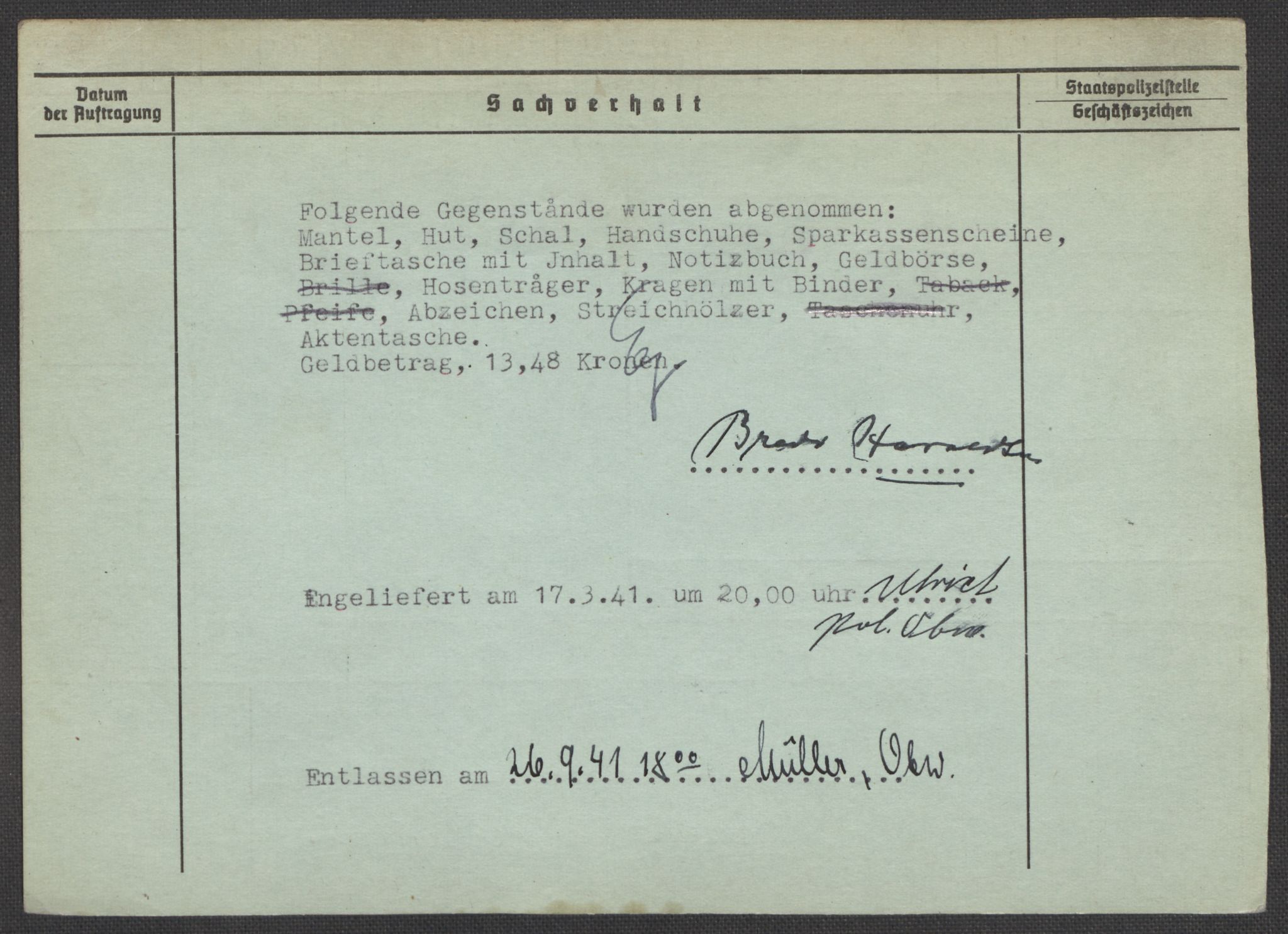 Befehlshaber der Sicherheitspolizei und des SD, AV/RA-RAFA-5969/E/Ea/Eaa/L0004: Register over norske fanger i Møllergata 19: Hal-Hæ, 1940-1945, p. 592