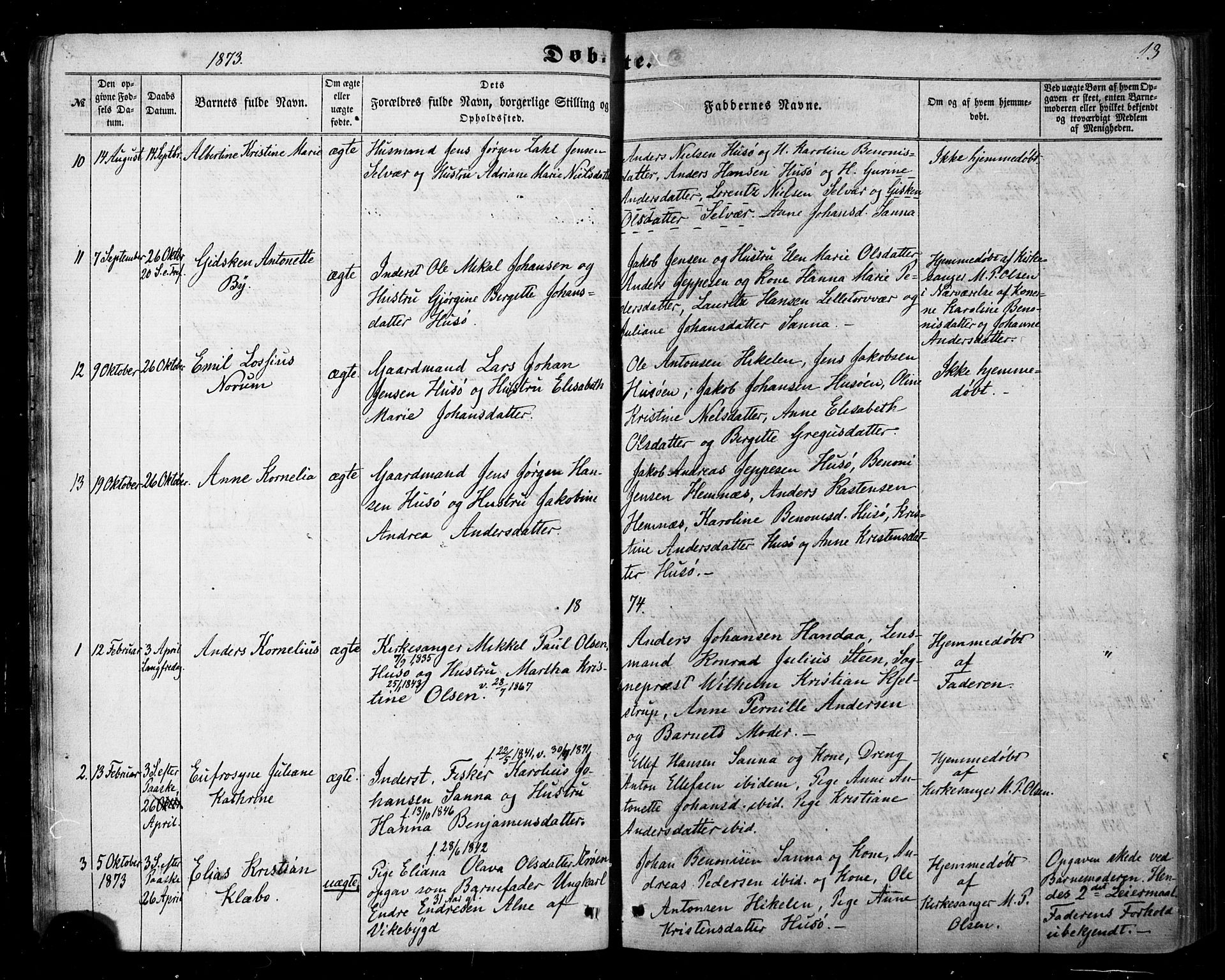 Ministerialprotokoller, klokkerbøker og fødselsregistre - Nordland, AV/SAT-A-1459/840/L0579: Parish register (official) no. 840A01, 1863-1887, p. 13