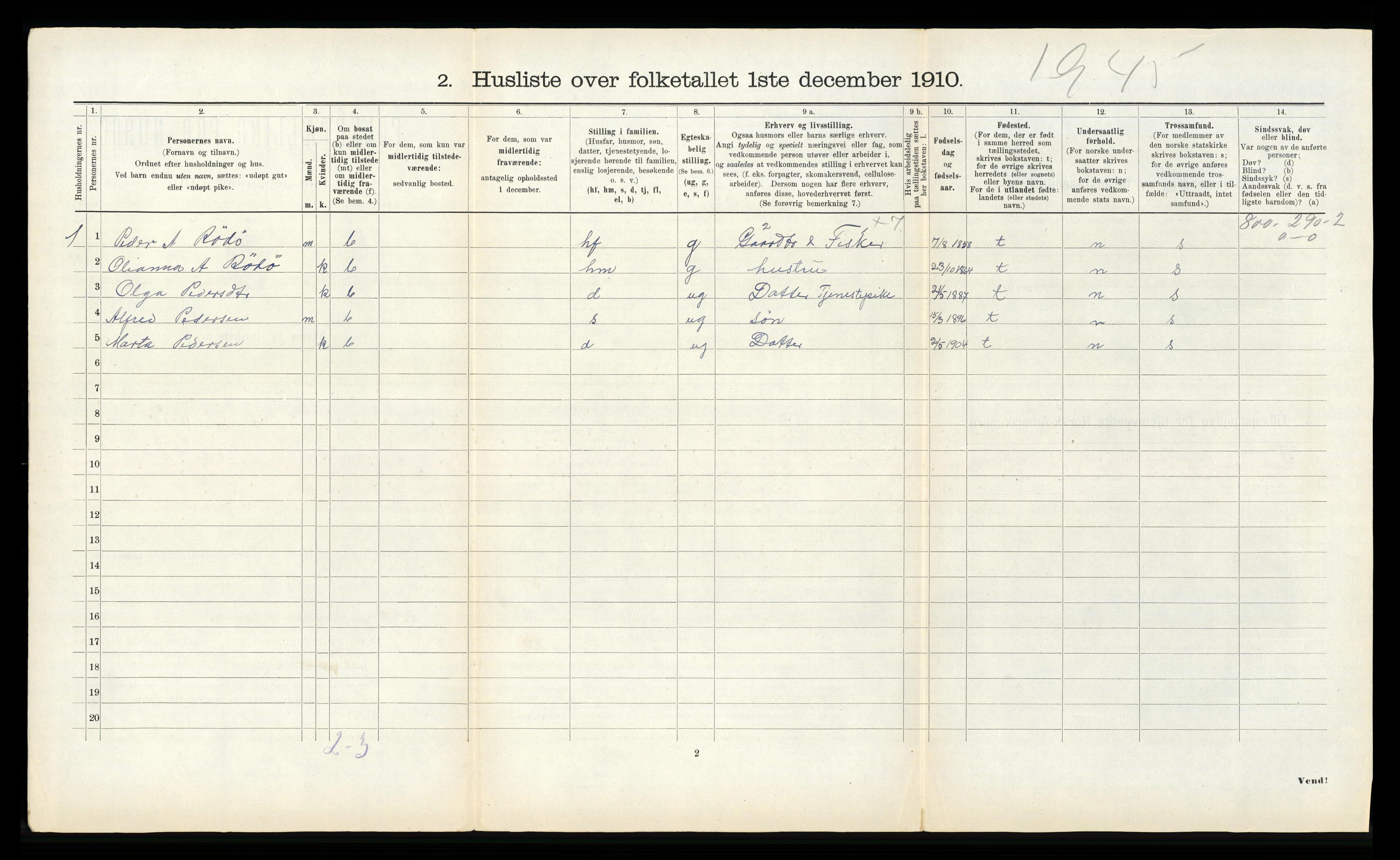 RA, 1910 census for Osen, 1910, p. 185