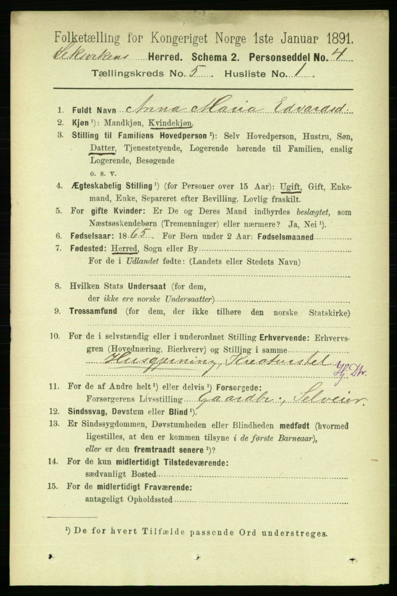 RA, 1891 census for 1718 Leksvik, 1891, p. 2539