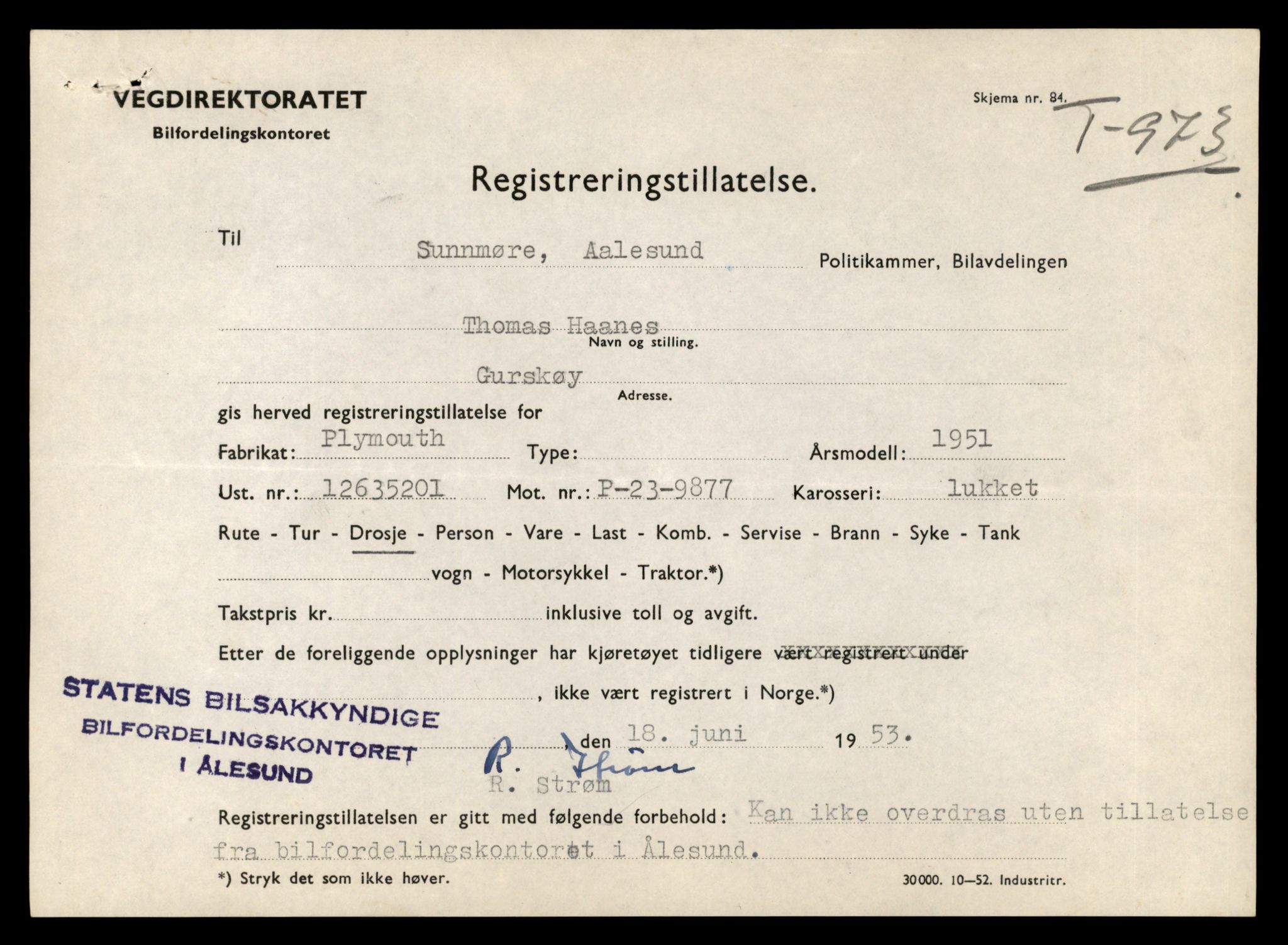 Møre og Romsdal vegkontor - Ålesund trafikkstasjon, AV/SAT-A-4099/F/Fe/L0042: Registreringskort for kjøretøy T 13906 - T 14079, 1927-1998, p. 1339