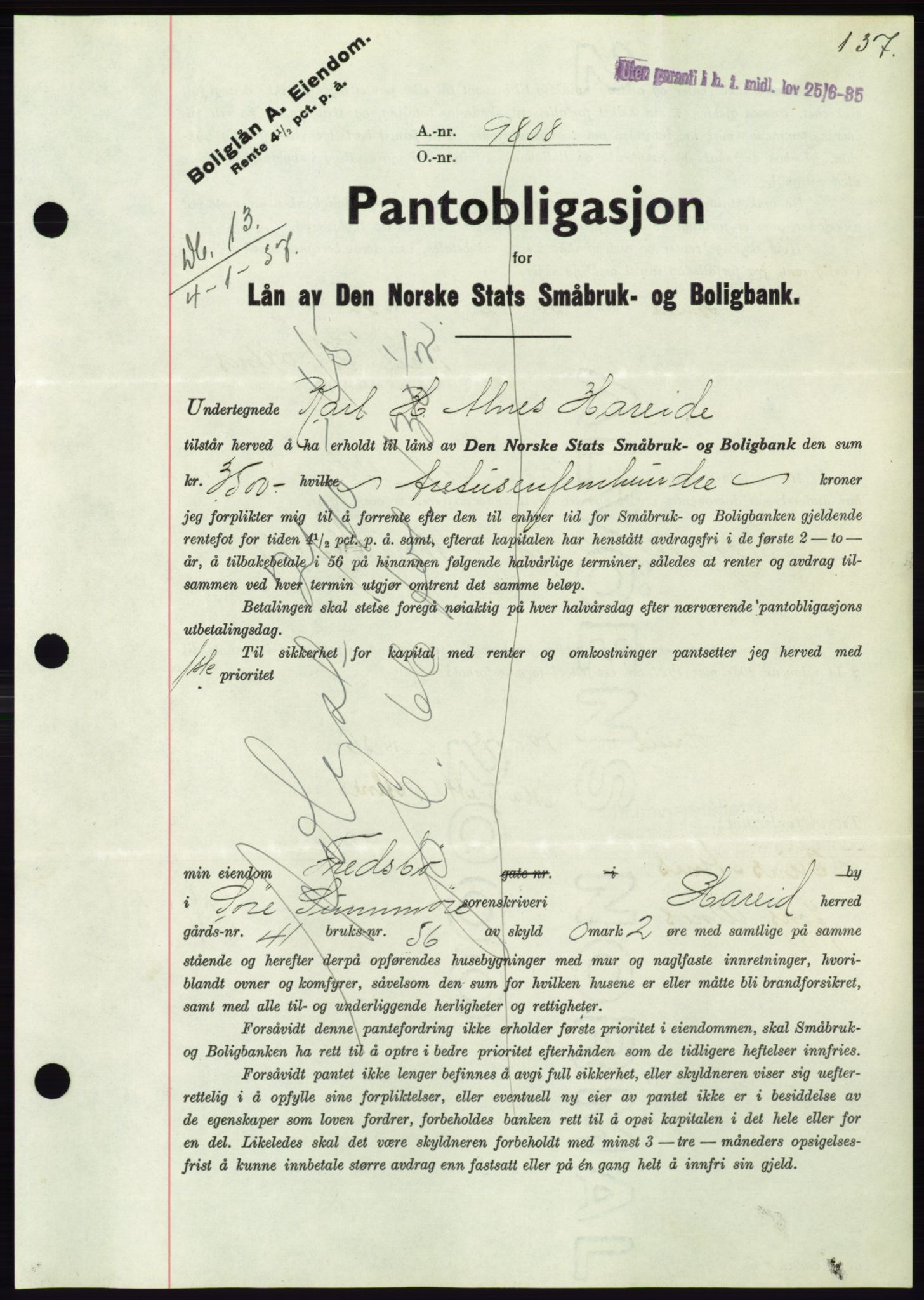 Søre Sunnmøre sorenskriveri, SAT/A-4122/1/2/2C/L0062: Mortgage book no. 56, 1936-1937, Diary no: : 13/1937