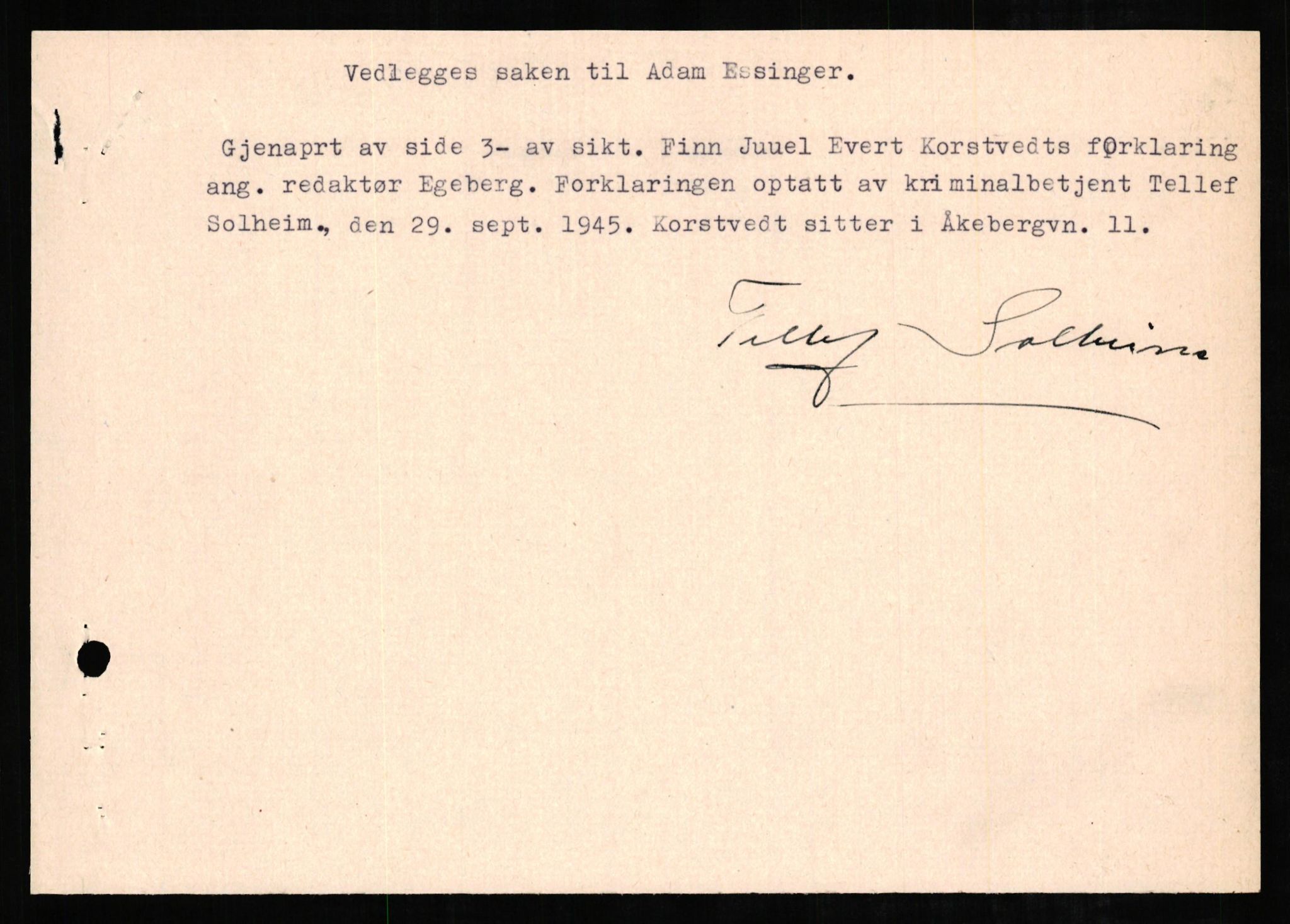 Forsvaret, Forsvarets overkommando II, AV/RA-RAFA-3915/D/Db/L0007: CI Questionaires. Tyske okkupasjonsstyrker i Norge. Tyskere., 1945-1946, p. 305