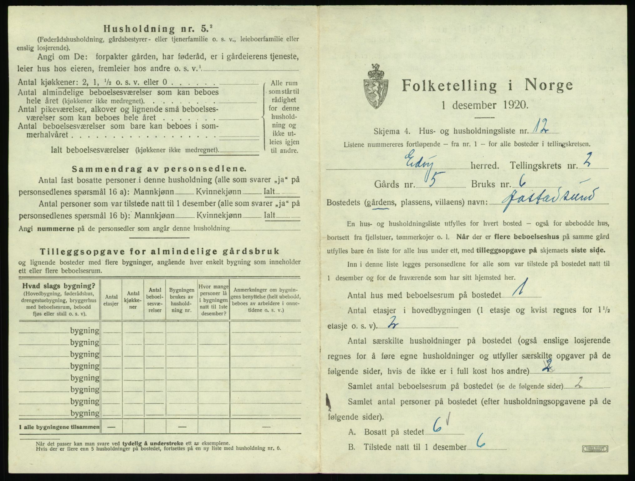 SAT, 1920 census for Edøy, 1920, p. 116