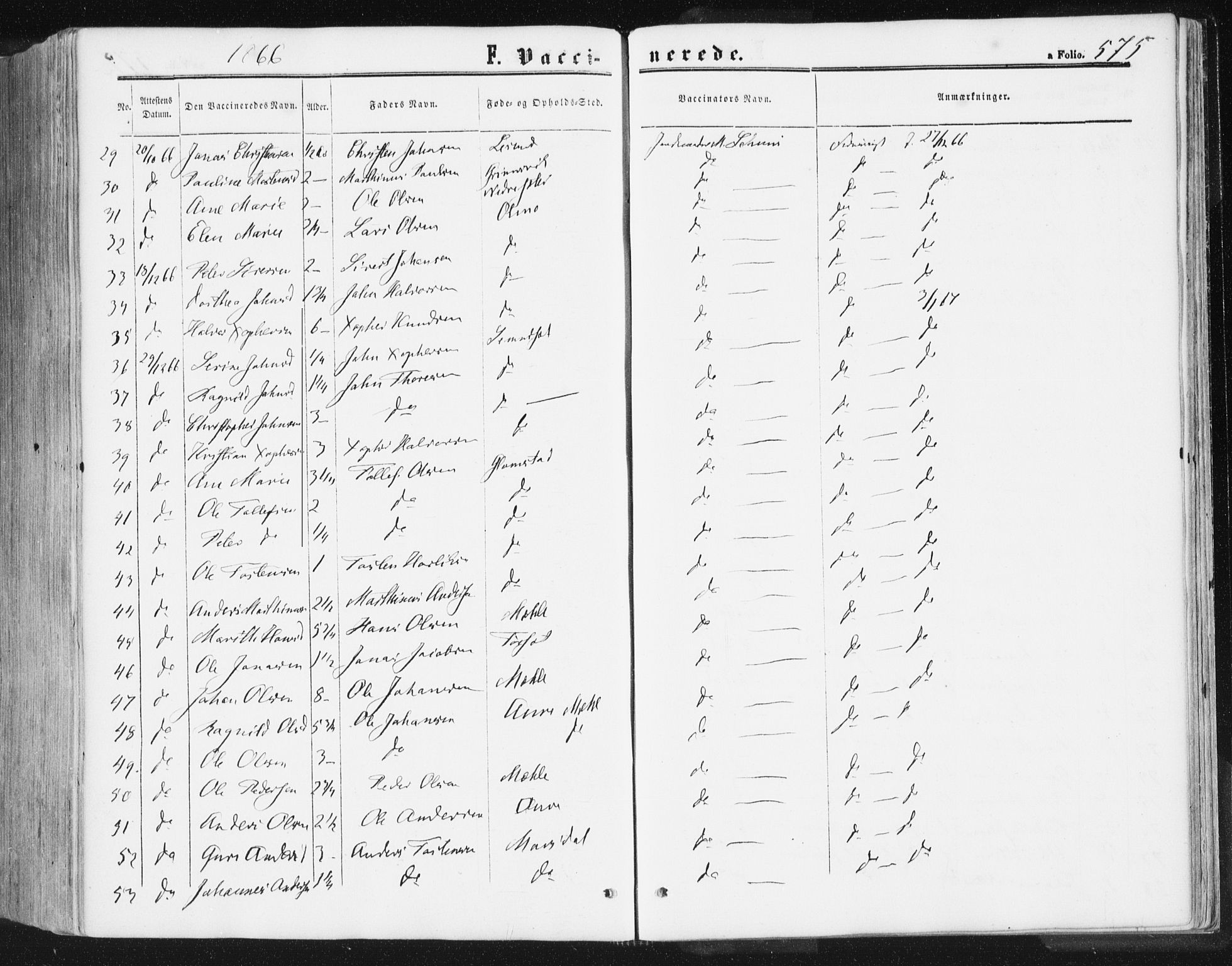 Ministerialprotokoller, klokkerbøker og fødselsregistre - Møre og Romsdal, AV/SAT-A-1454/578/L0905: Parish register (official) no. 578A04, 1859-1877, p. 575