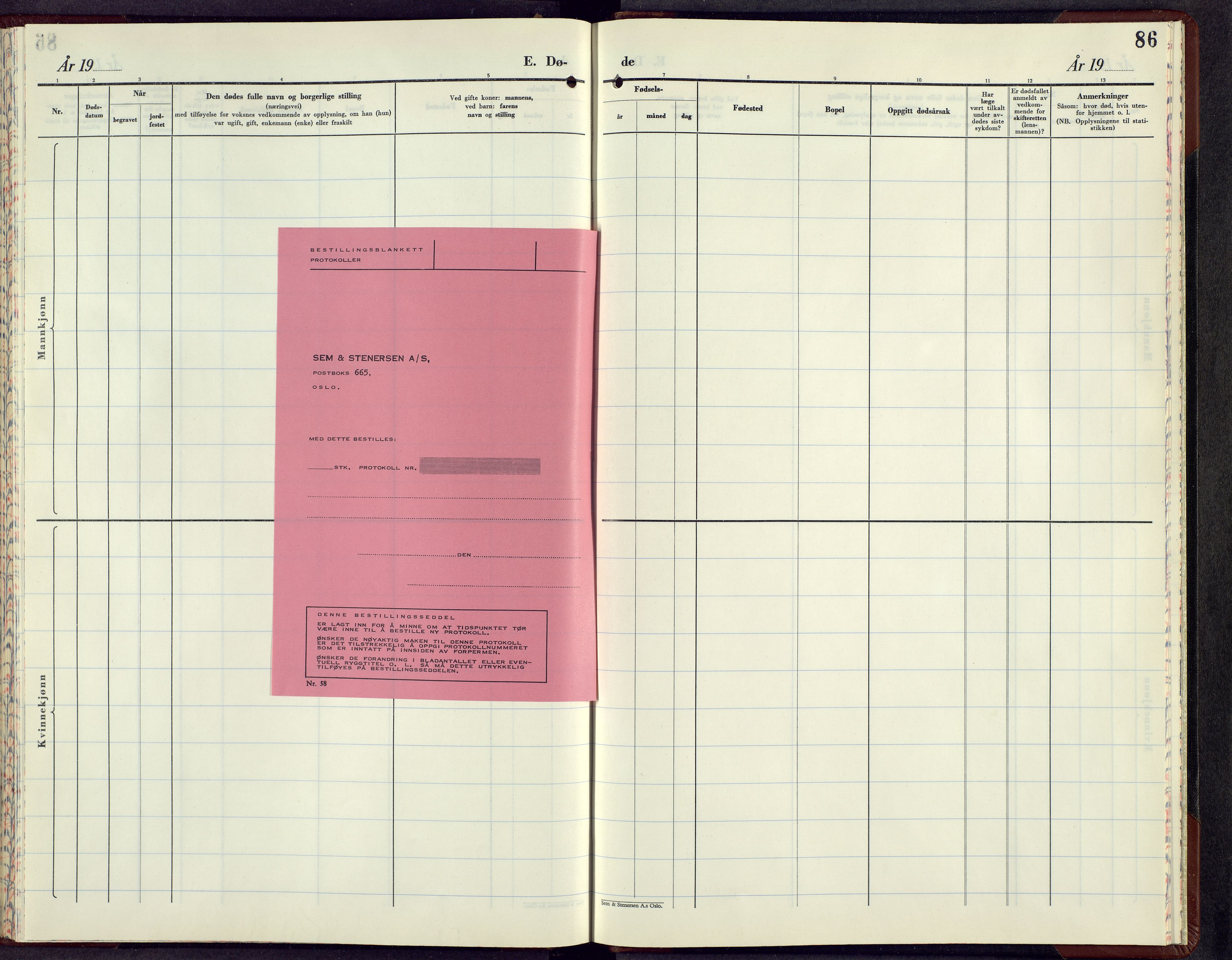 Tynset prestekontor, SAH/PREST-058/H/Ha/Hab/L0016: Parish register (copy) no. 16, 1962-1962, p. 86