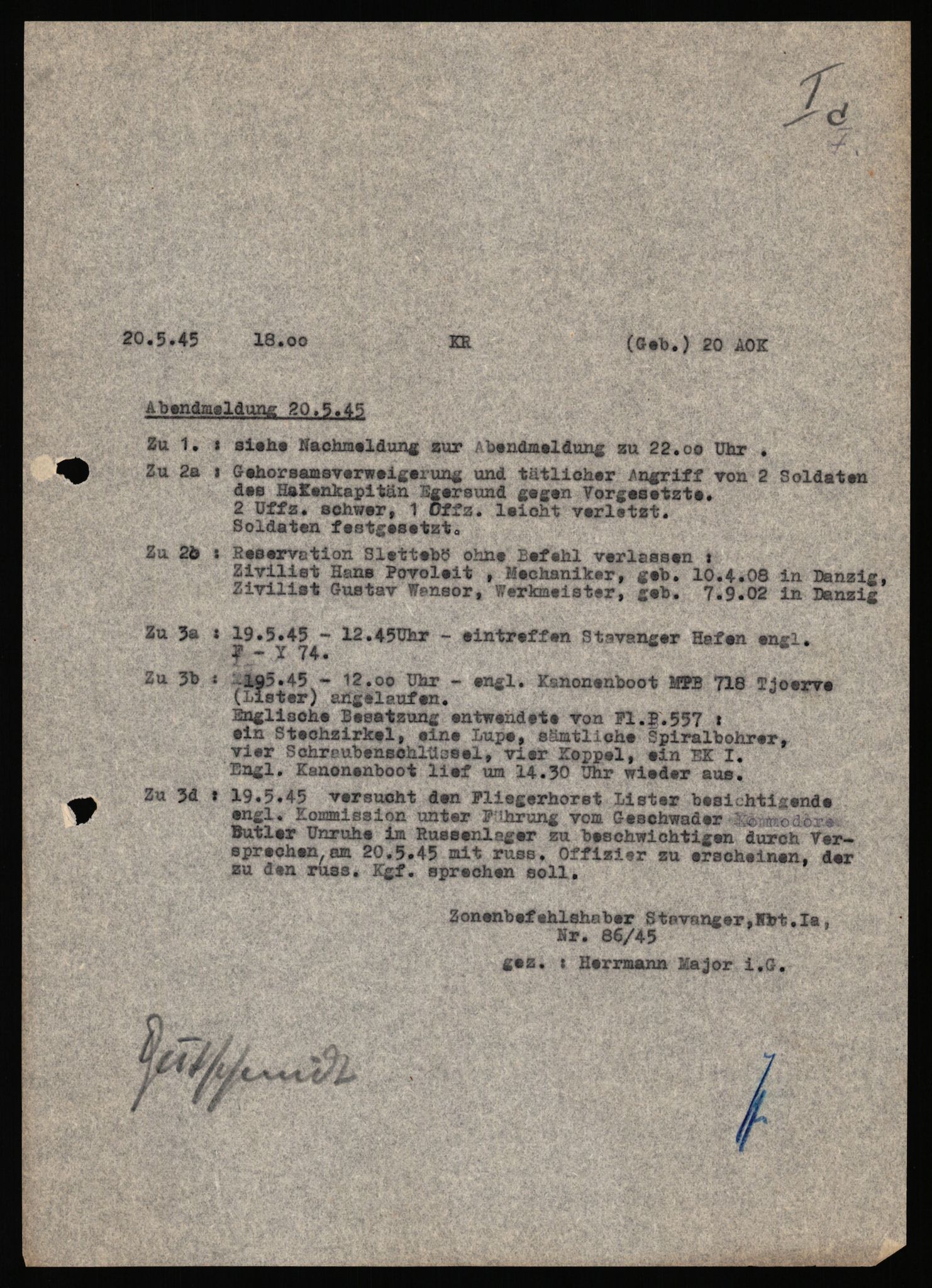 Deutscher Oberbefehlshaber Norwegen (DOBN), AV/RA-RAFA-2197/D/Dl/L0119: DB Zone Stavanger Abt. Ic, 1945, p. 426