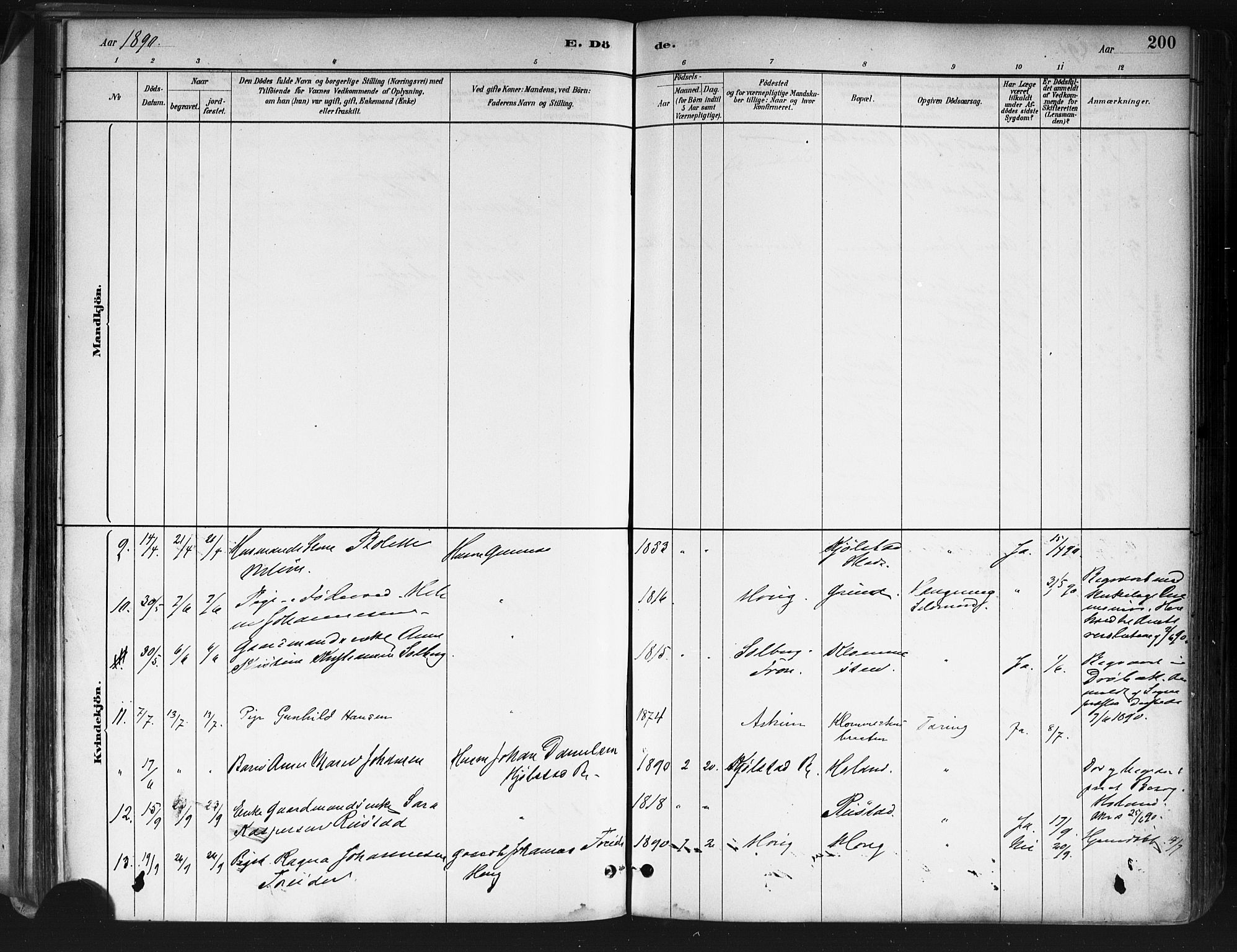 Ås prestekontor Kirkebøker, AV/SAO-A-10894/F/Fa/L0009: Parish register (official) no. I 9, 1881-1900, p. 200