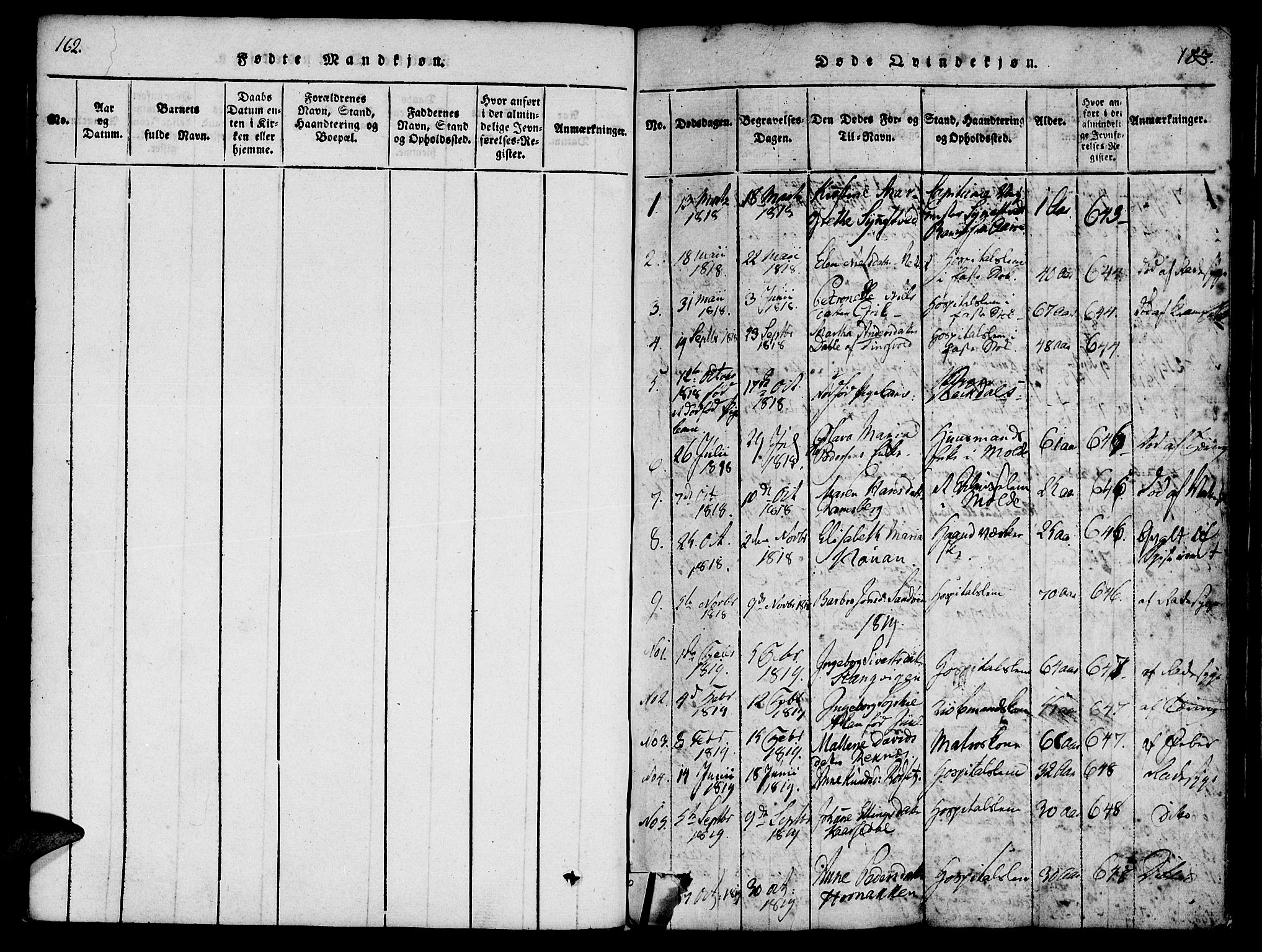 Ministerialprotokoller, klokkerbøker og fødselsregistre - Møre og Romsdal, SAT/A-1454/558/L0688: Parish register (official) no. 558A02, 1818-1843, p. 182-183