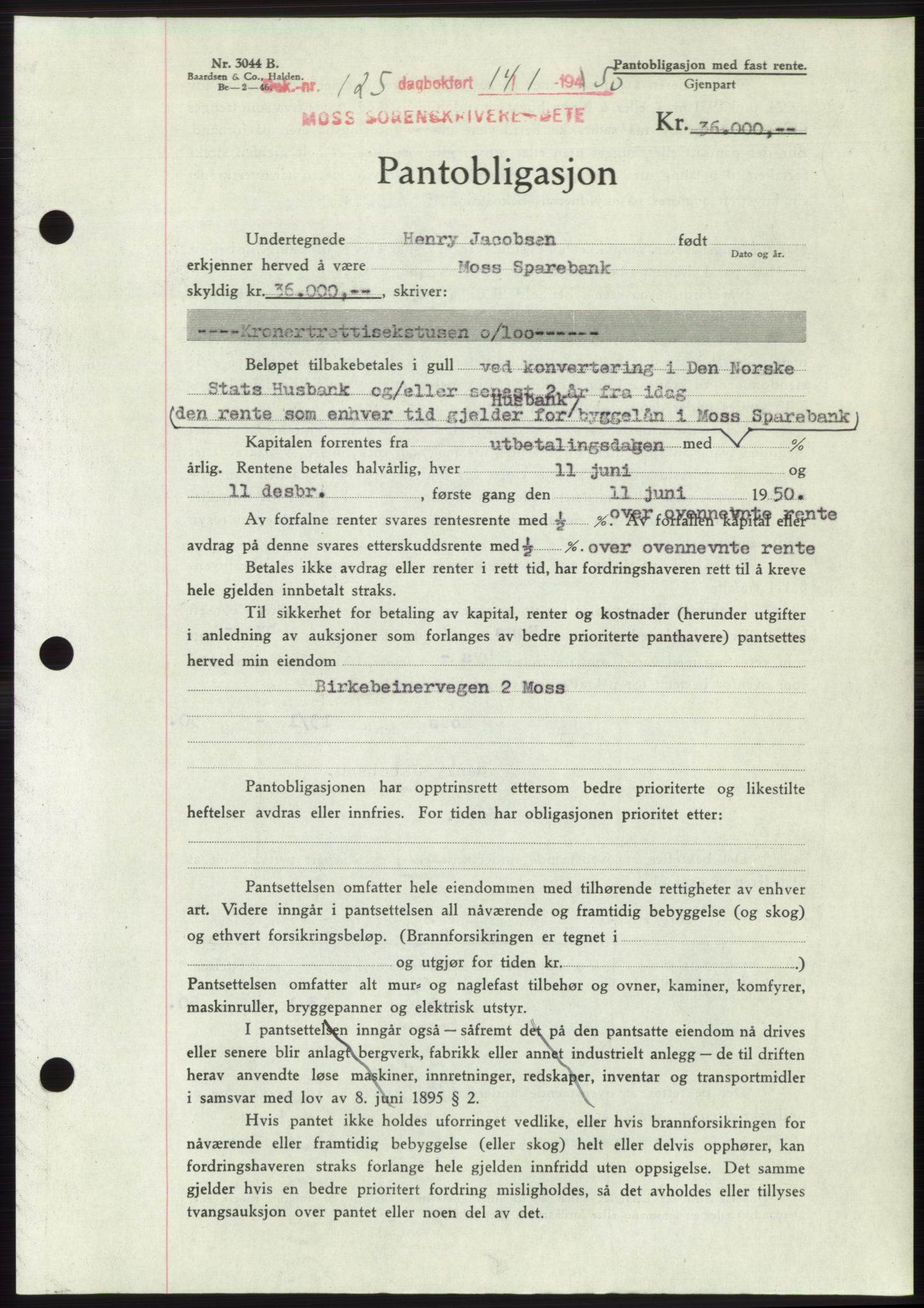 Moss sorenskriveri, SAO/A-10168: Mortgage book no. B23, 1949-1950, Diary no: : 125/1950