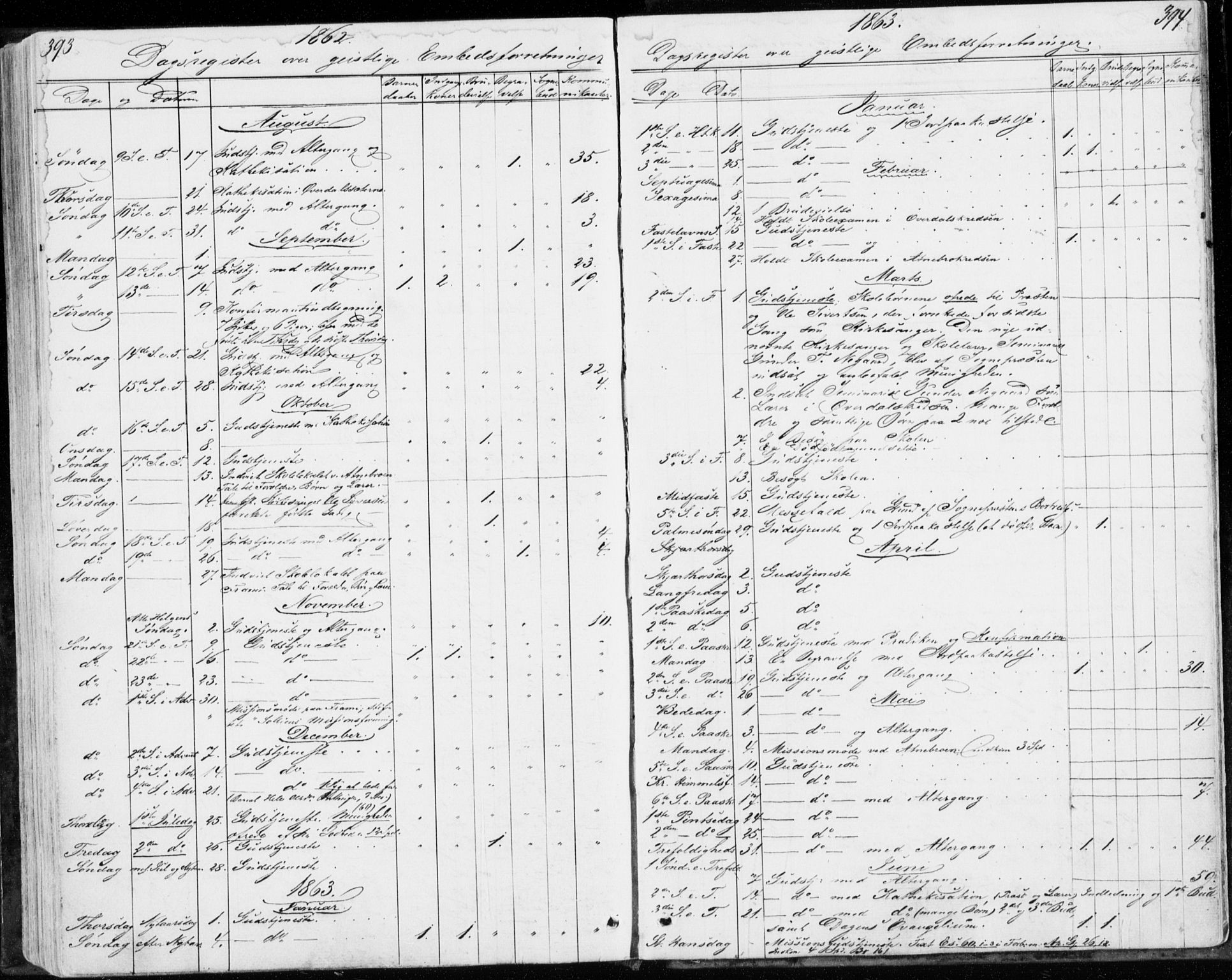 Sollia prestekontor, SAH/PREST-050/H/Ha/Haa/L0001: Parish register (official) no. 1, 1856-1885, p. 393-394