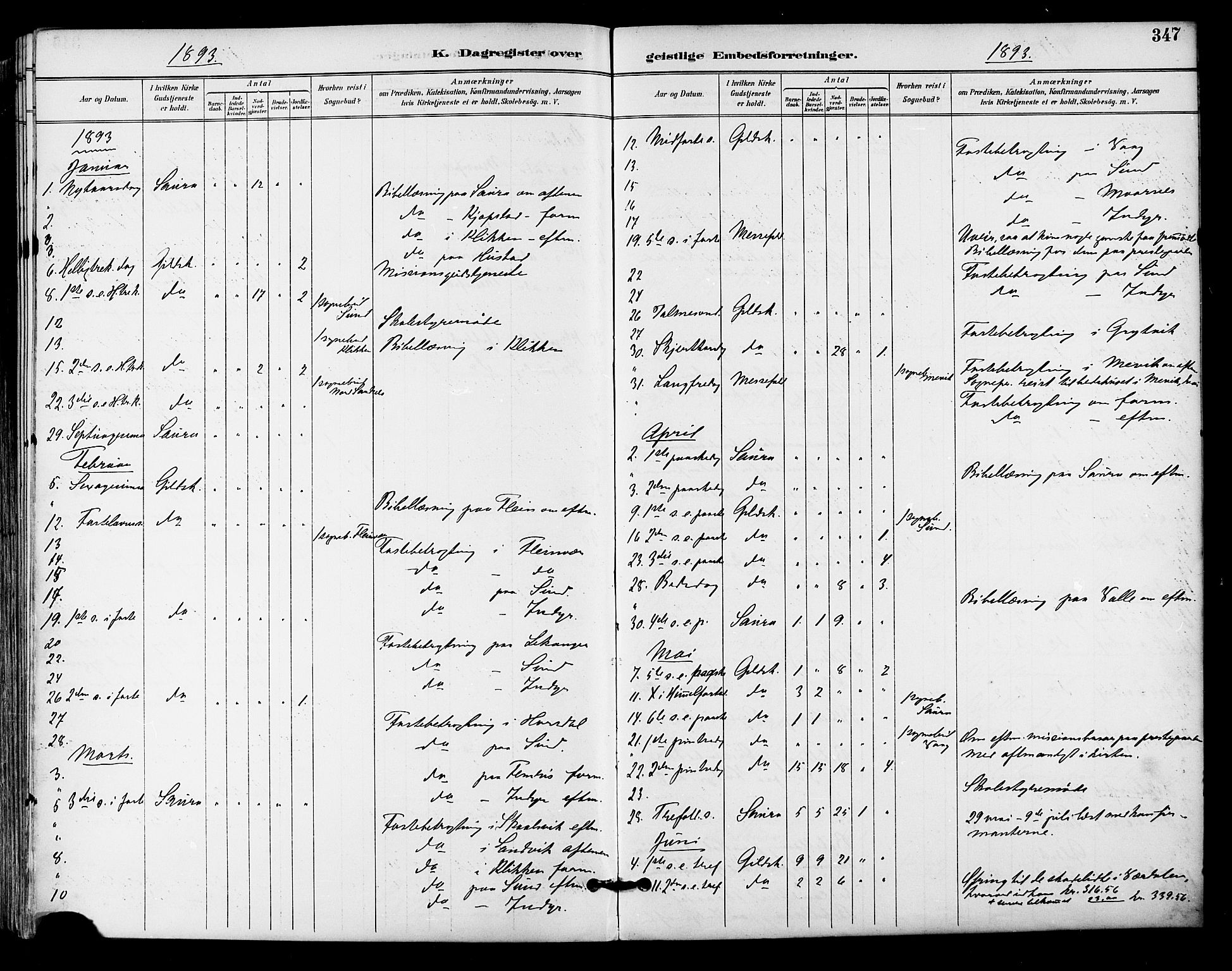 Ministerialprotokoller, klokkerbøker og fødselsregistre - Nordland, AV/SAT-A-1459/805/L0101: Parish register (official) no. 805A07, 1892-1899, p. 347