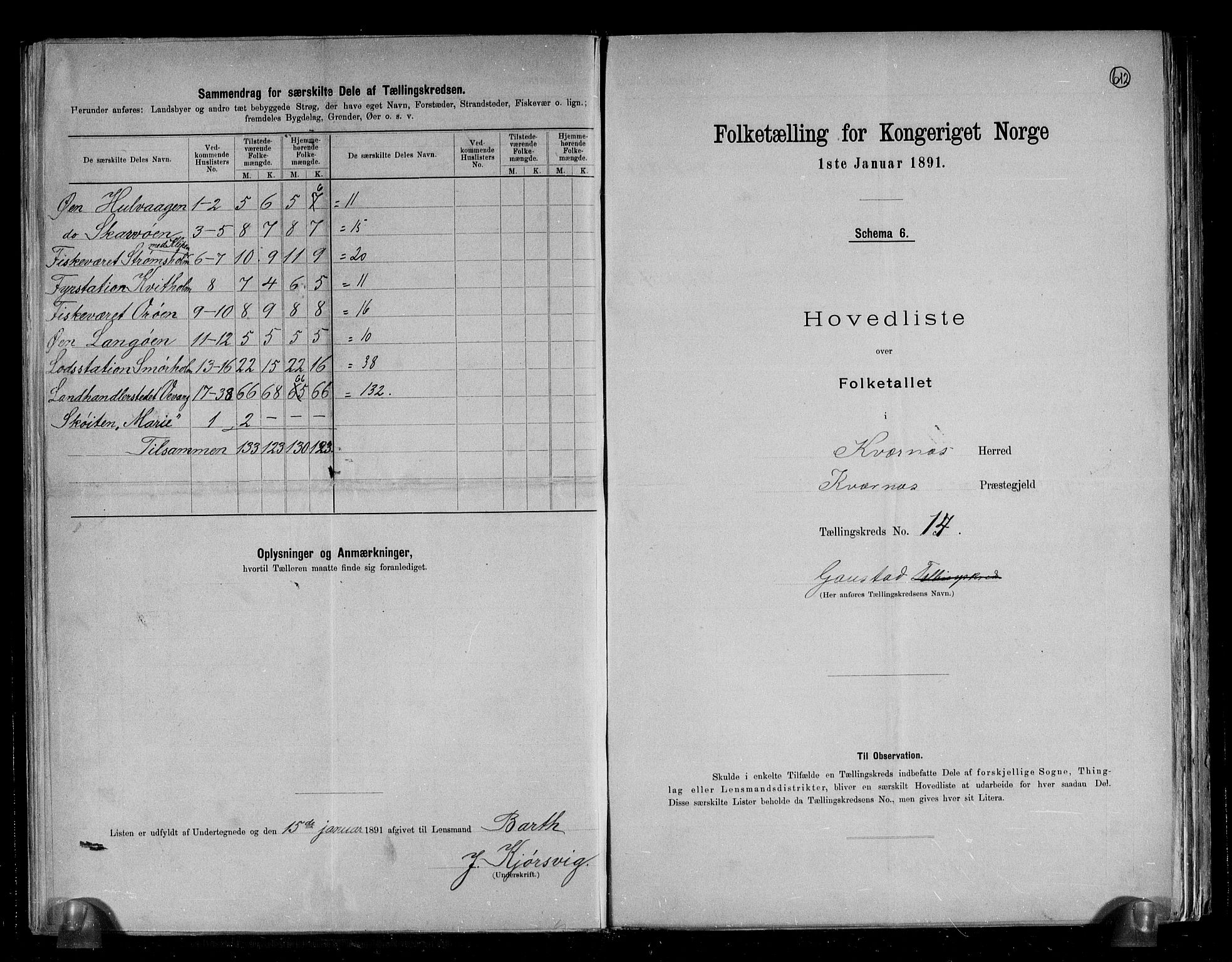 RA, 1891 census for 1553 Kvernes, 1891, p. 30