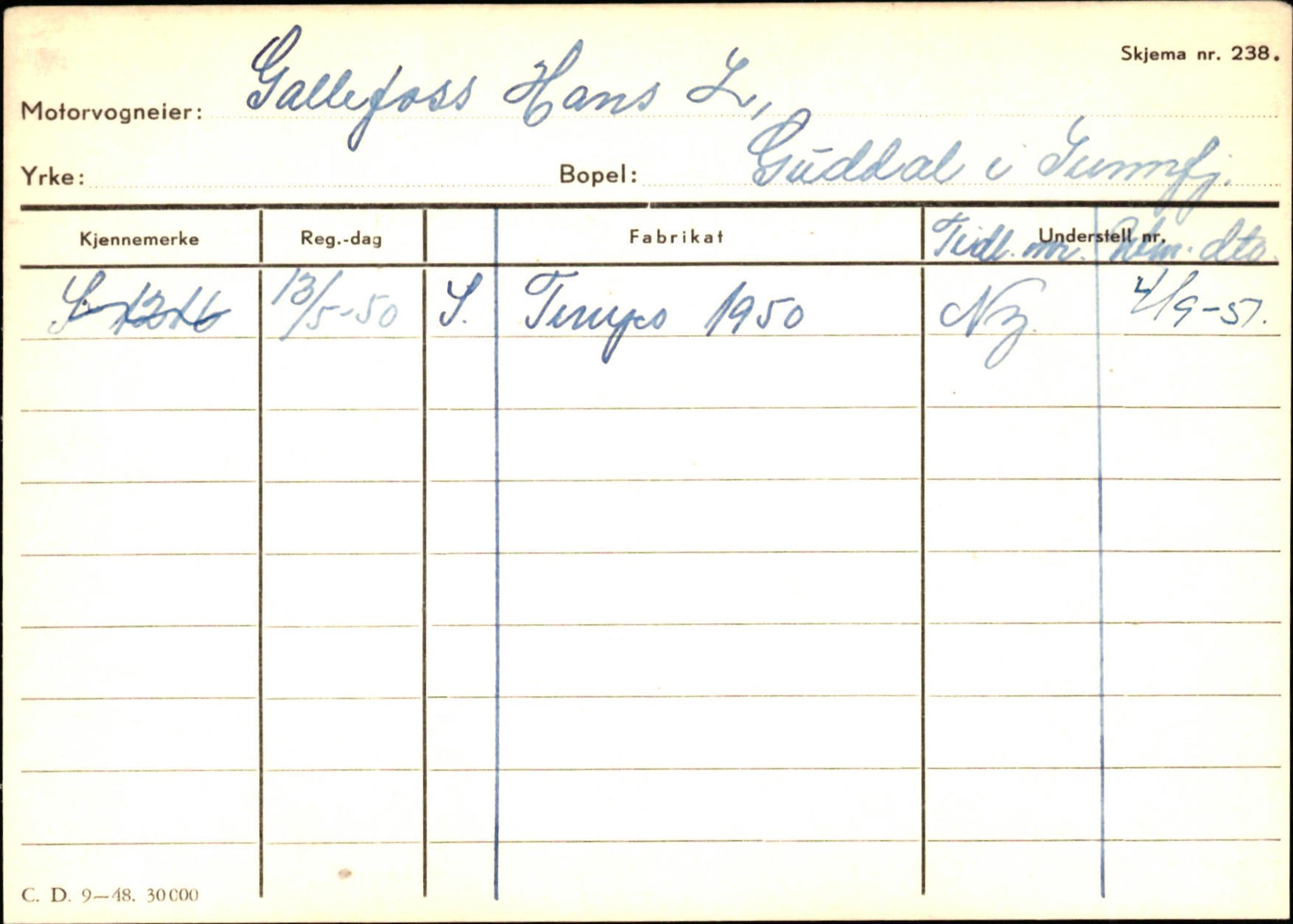 Statens vegvesen, Sogn og Fjordane vegkontor, AV/SAB-A-5301/4/F/L0125: Eigarregister Sogndal V-Å. Aurland A-Å. Fjaler A-N, 1945-1975, p. 1743