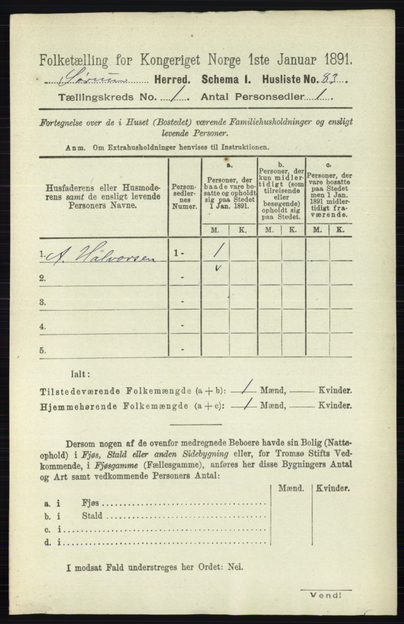 RA, 1891 census for 0226 Sørum, 1891, p. 102