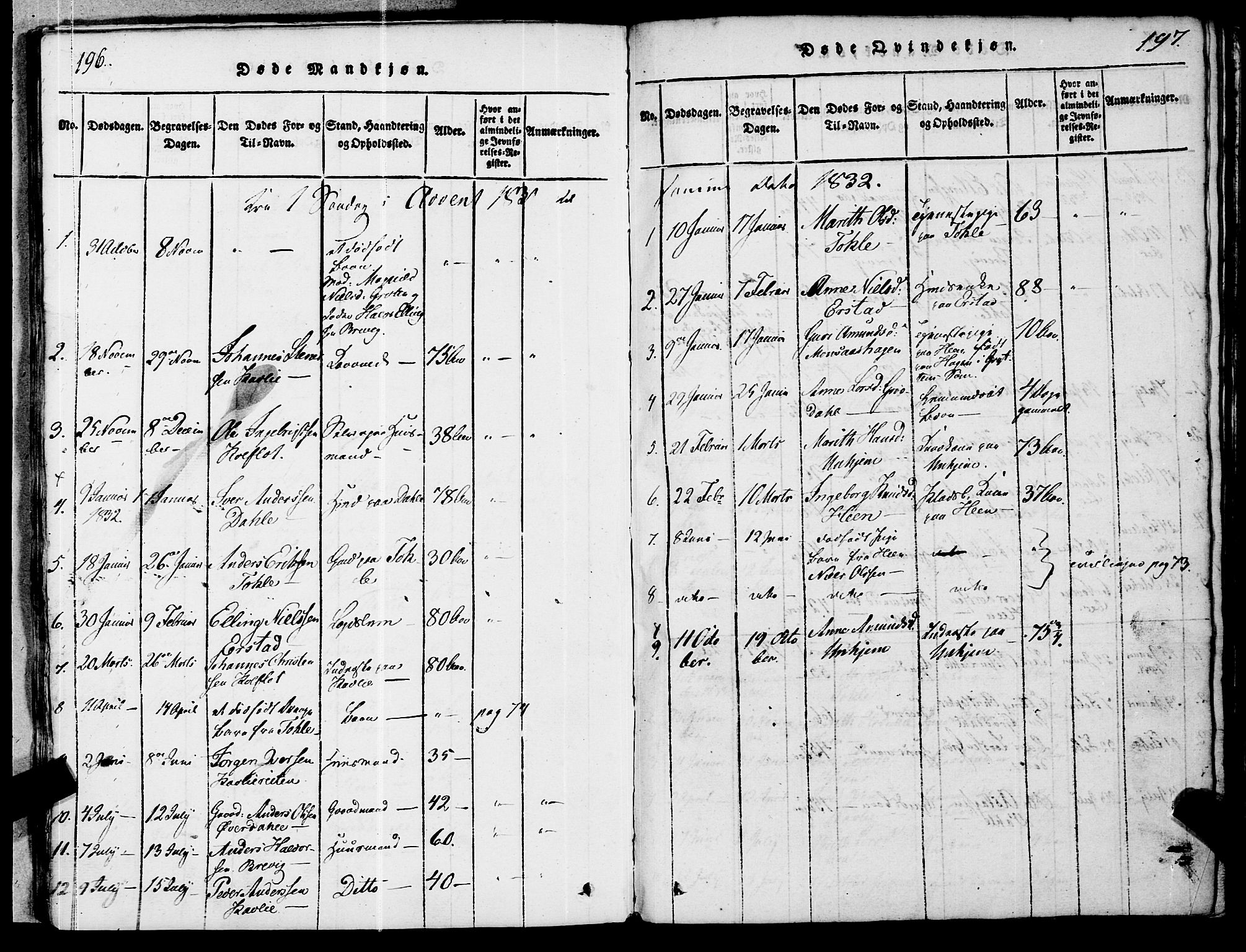 Ministerialprotokoller, klokkerbøker og fødselsregistre - Møre og Romsdal, SAT/A-1454/545/L0585: Parish register (official) no. 545A01, 1818-1853, p. 196-197
