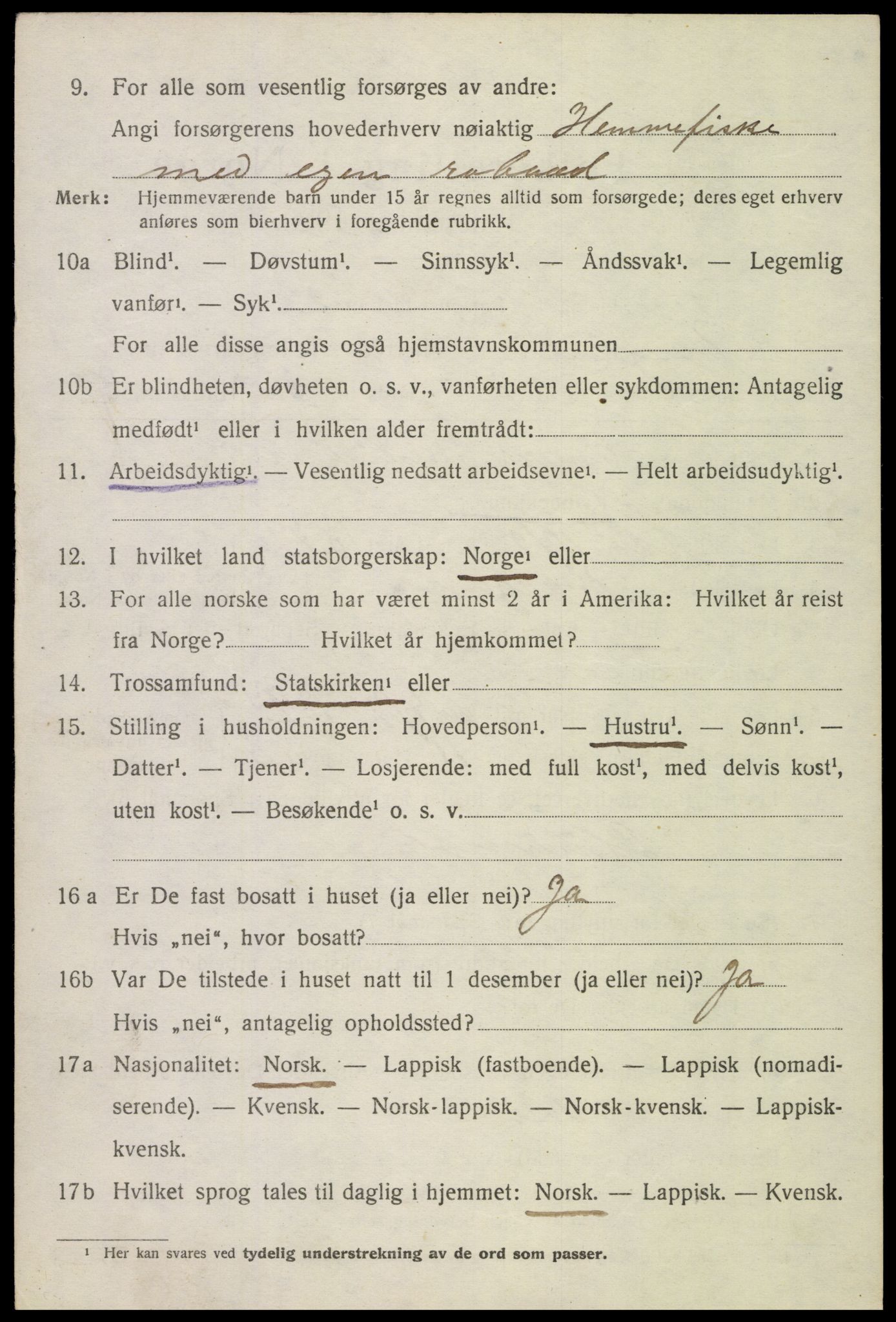 SAT, 1920 census for Vågan, 1920, p. 9508