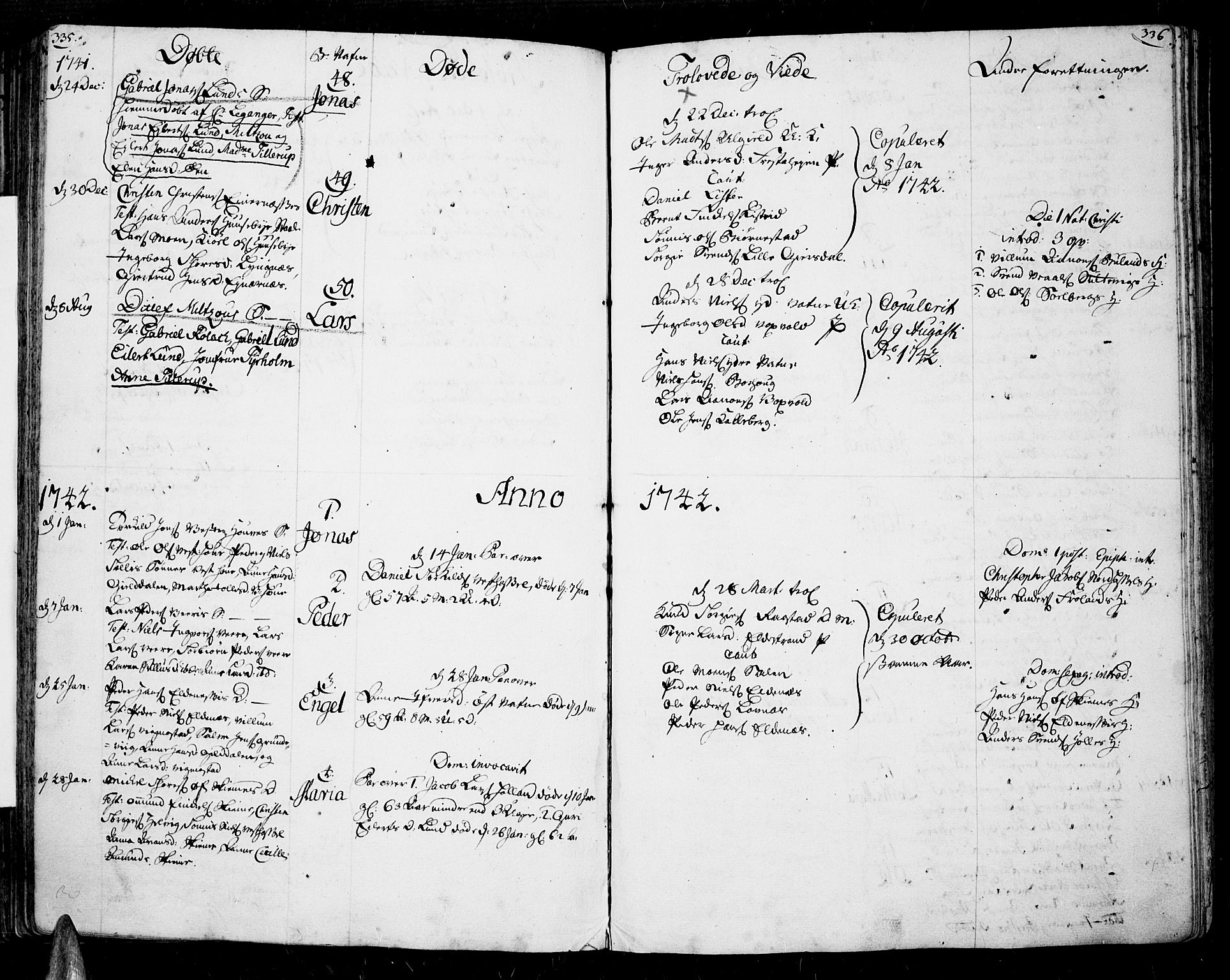 Lista sokneprestkontor, SAK/1111-0027/F/Fa/L0002: Parish register (official) no. A 2 /1, 1726-1742, p. 335-336