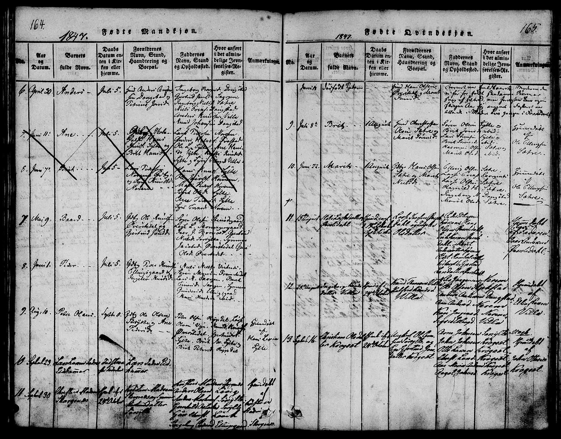 Ministerialprotokoller, klokkerbøker og fødselsregistre - Møre og Romsdal, AV/SAT-A-1454/541/L0544: Parish register (official) no. 541A01, 1818-1847, p. 164-165