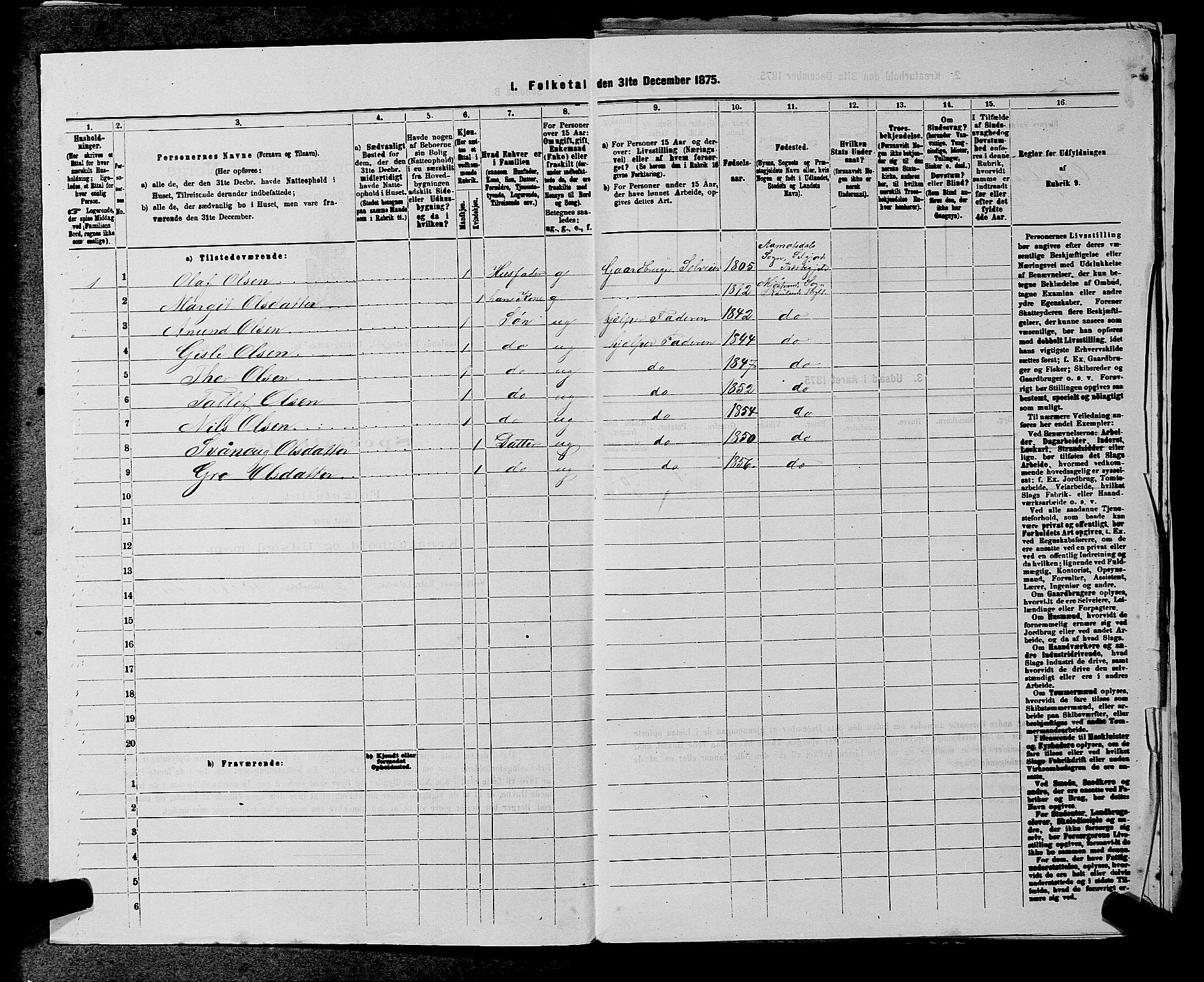 SAKO, 1875 census for 0835P Rauland, 1875, p. 226