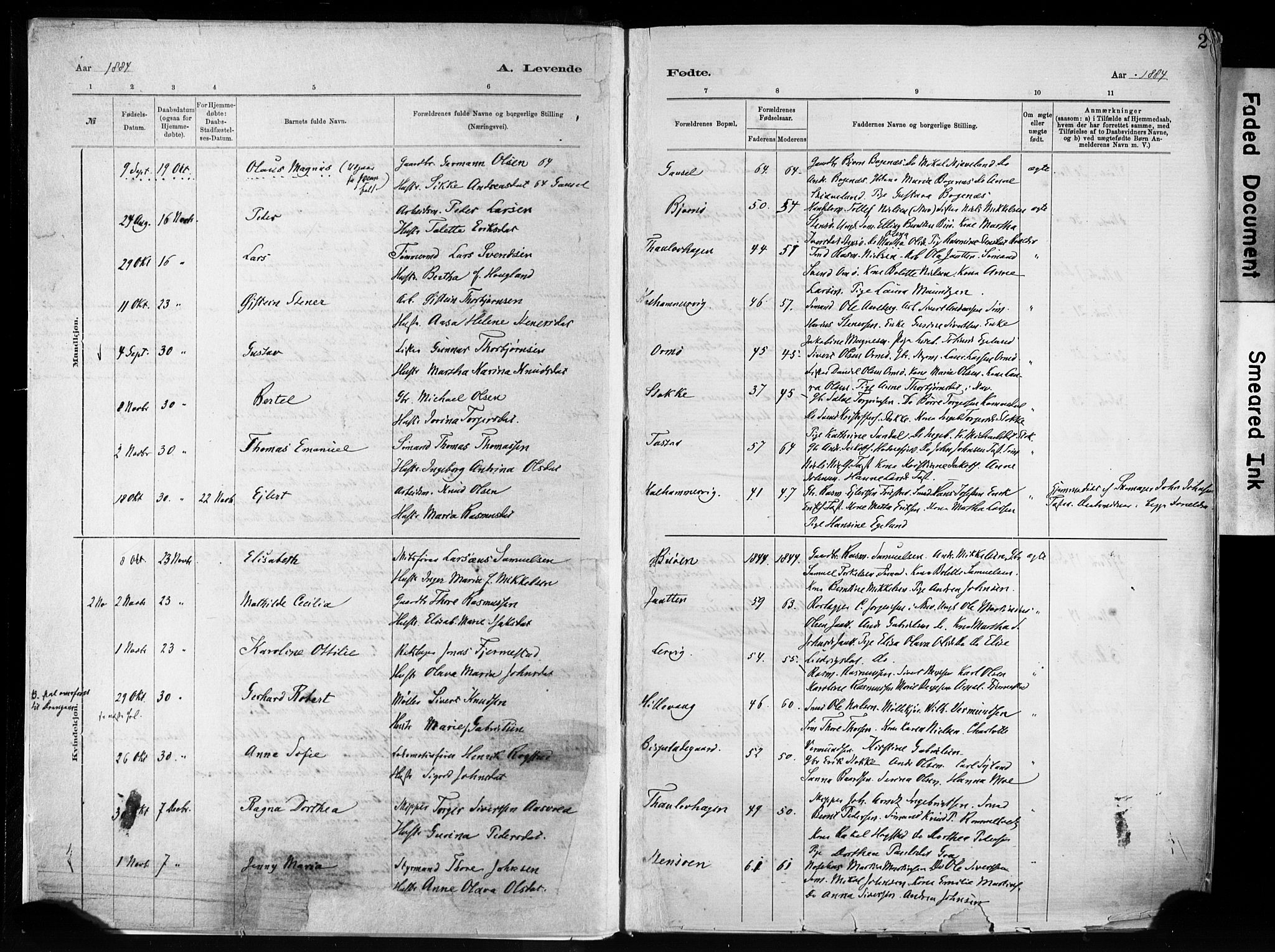 Hetland sokneprestkontor, AV/SAST-A-101826/30/30BA/L0011: Parish register (official) no. A 11, 1884-1911, p. 2