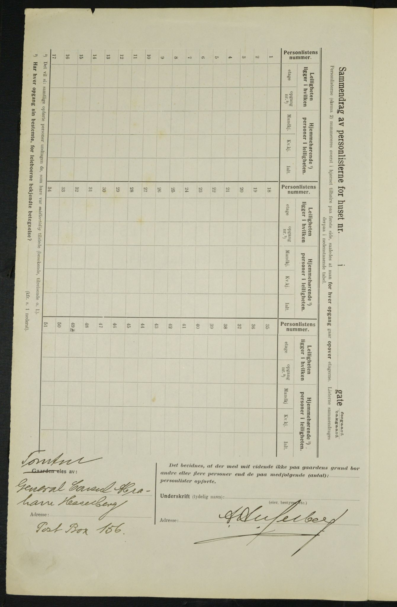 OBA, Municipal Census 1914 for Kristiania, 1914, p. 17407