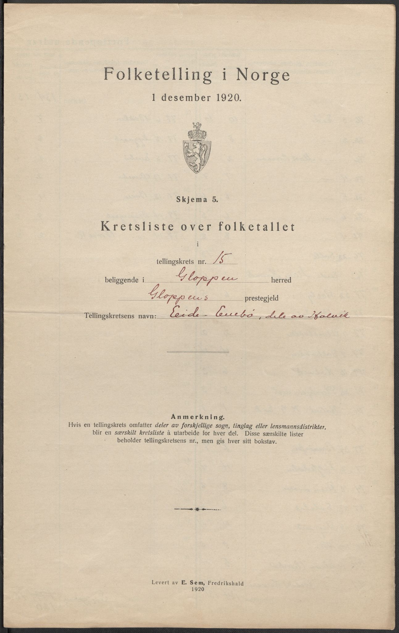 SAB, 1920 census for Gloppen, 1920, p. 48