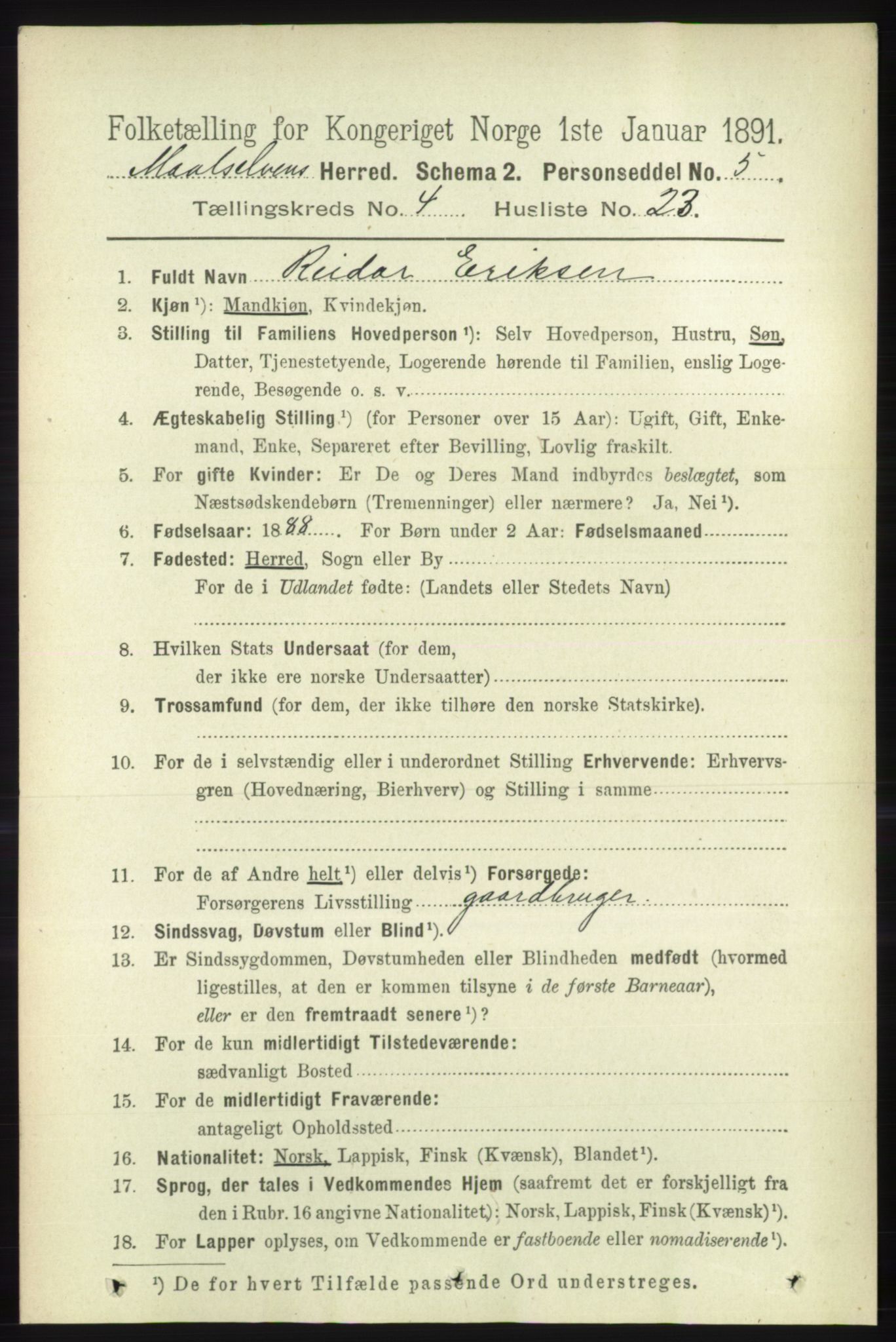 RA, 1891 census for 1924 Målselv, 1891, p. 1241