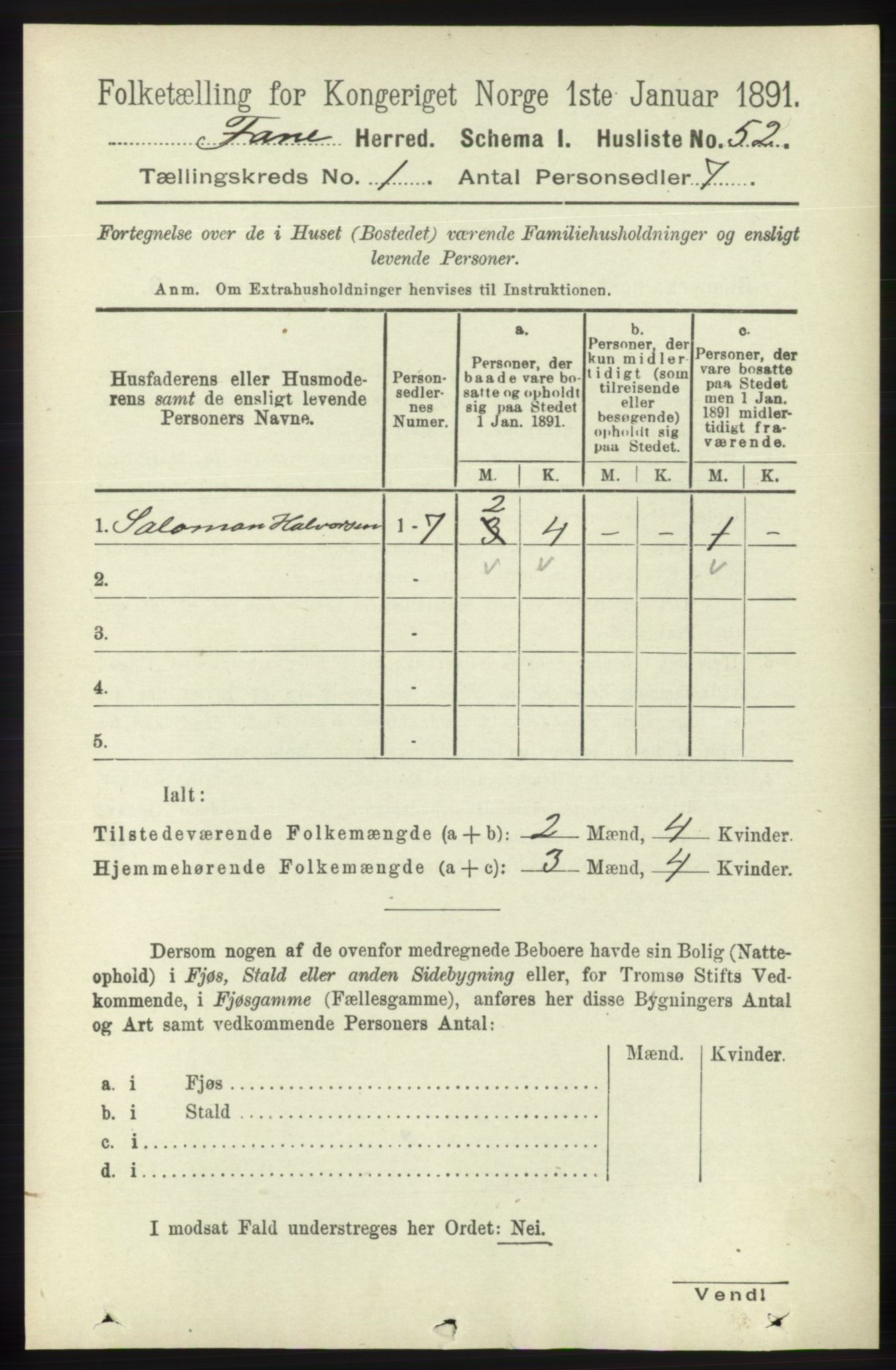 RA, 1891 census for 1249 Fana, 1891, p. 79